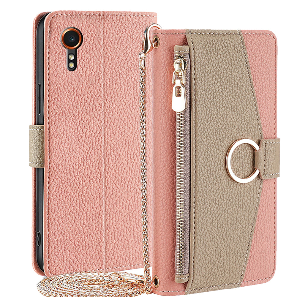 For Samsung Galaxy Xcover7 Phone Case Crossbody Zipper Wallet Cover with Makeup Mirror