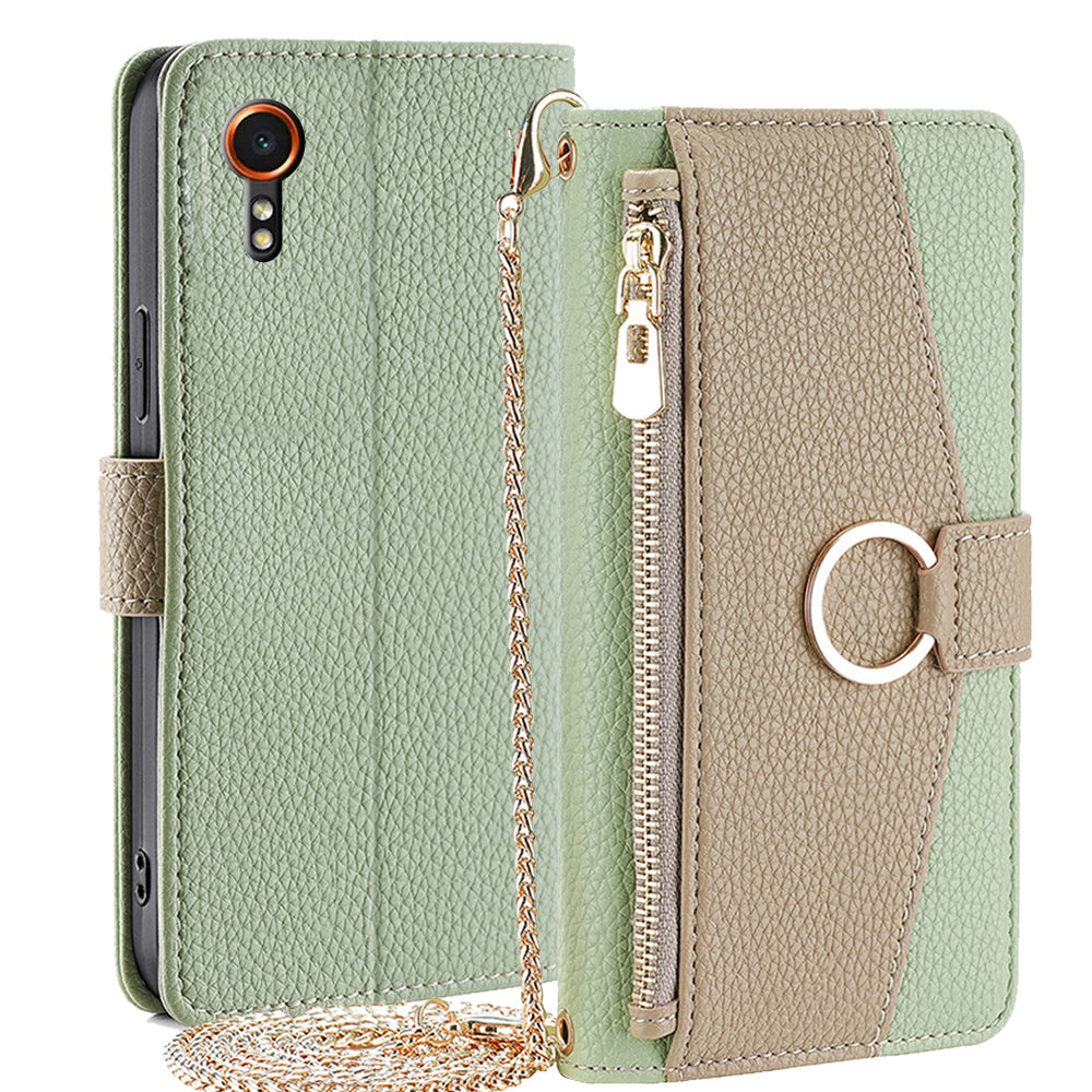 For Samsung Galaxy Xcover7 Phone Case Crossbody Zipper Wallet Cover with Makeup Mirror