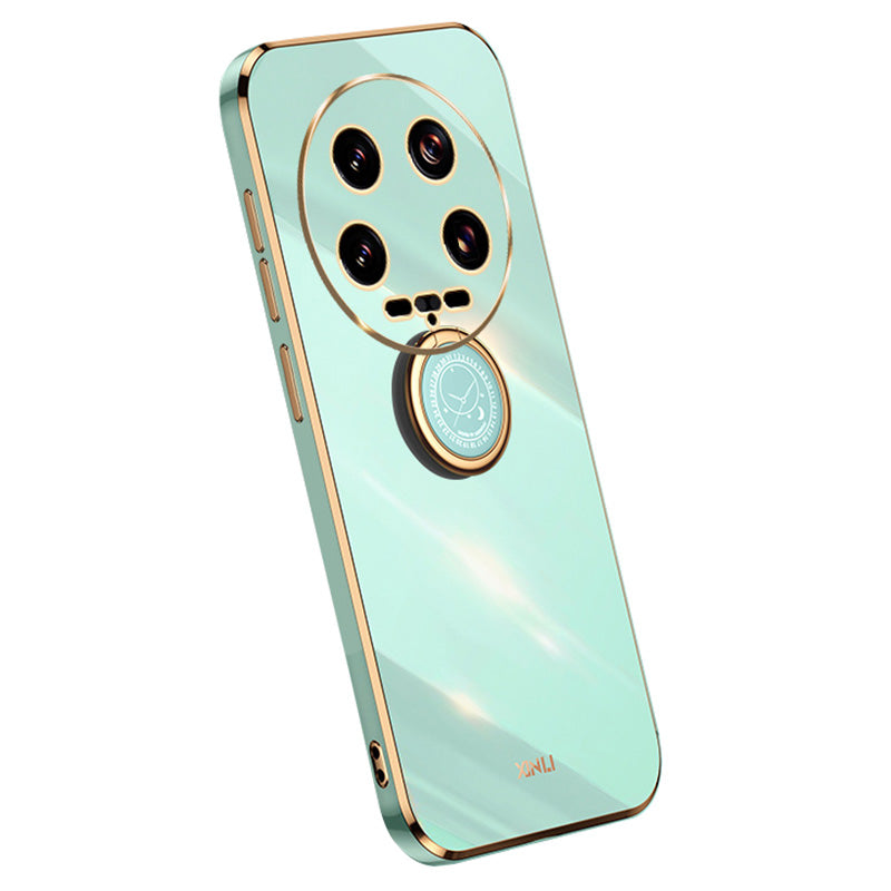 XINLI For Xiaomi 14 Ultra TPU Case Electroplating Phone Cover with Ring Holder Kickstand