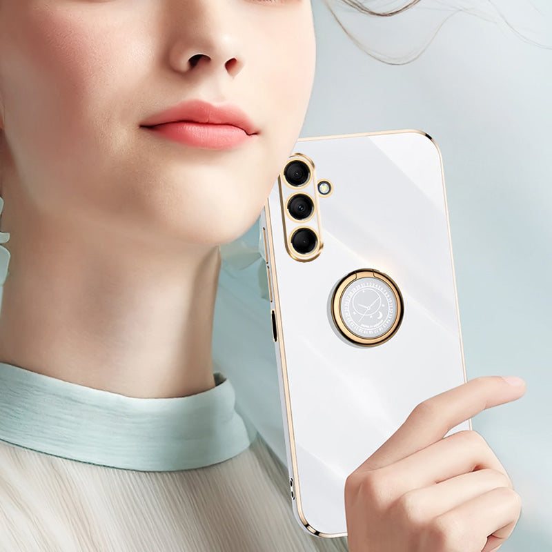 XINLI For Samsung Galaxy M15 5G / F15 5G Case Electroplating Soft TPU Kickstand Phone Cover