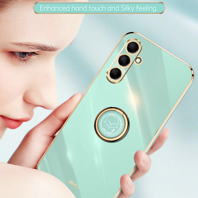 XINLI For Samsung Galaxy M15 5G / F15 5G Case Electroplating Soft TPU Kickstand Phone Cover