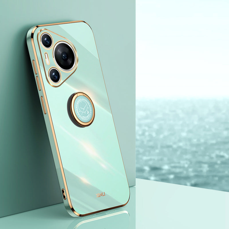 XINLI For Huawei Pura 70 TPU Case Anti-Drop Ring Kickstand Electroplating Phone Cover