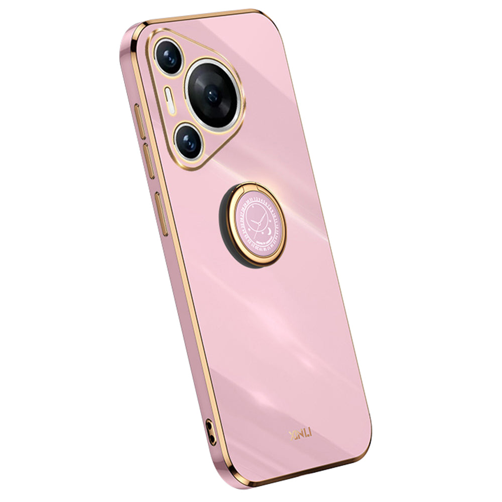 XINLI For Huawei Pura 70 TPU Case Anti-Drop Ring Kickstand Electroplating Phone Cover
