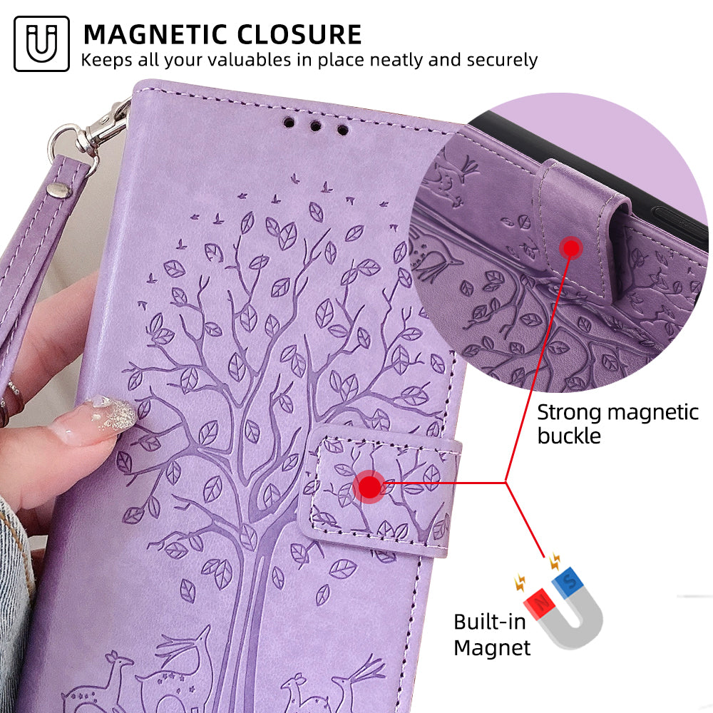 For Oppo Find X7 Ultra Leather Case with Strap Deer Tree Pattern Phone Wallet Cover