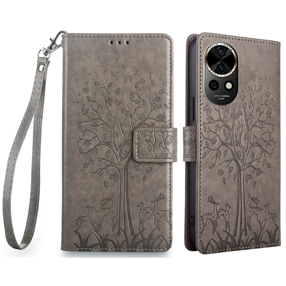 For Huawei nova 12 5G Case Deer Tree Imprinted PU Leather Flip Wallet Phone Cover