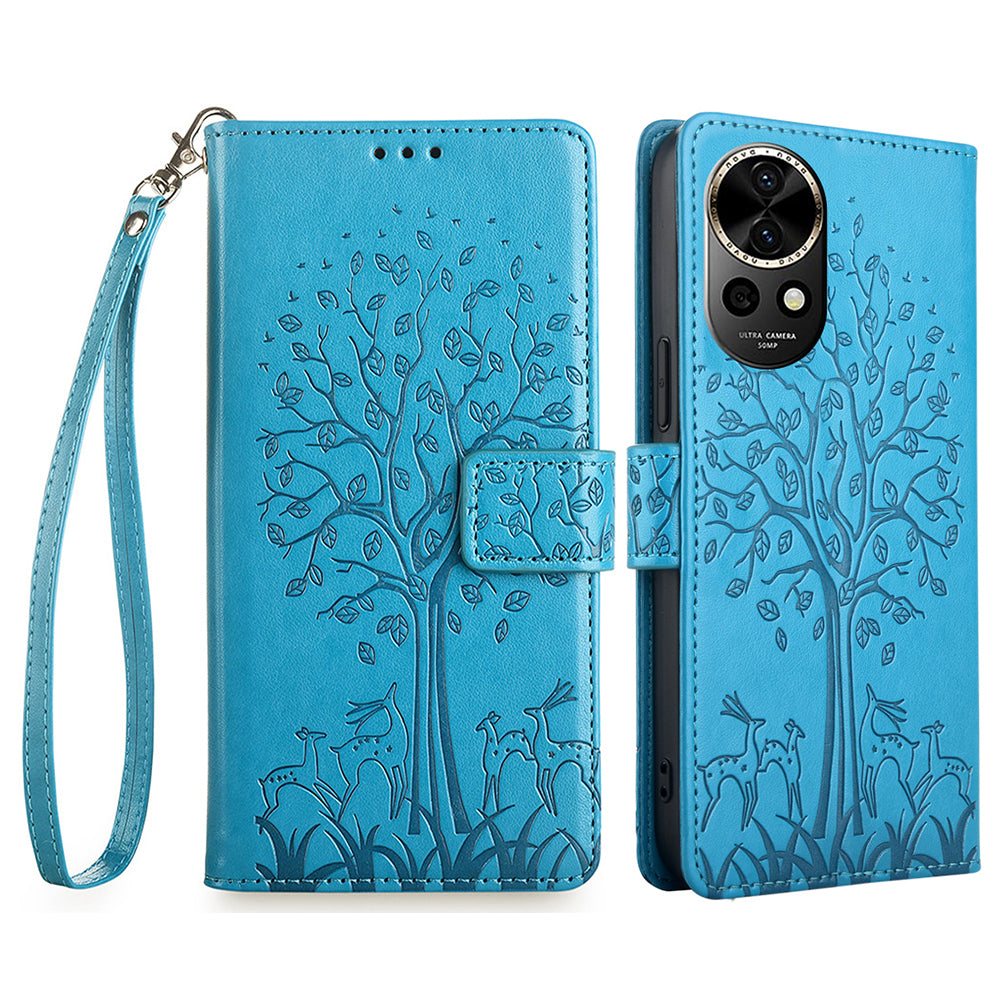 For Huawei nova 12 5G Case Deer Tree Imprinted PU Leather Flip Wallet Phone Cover