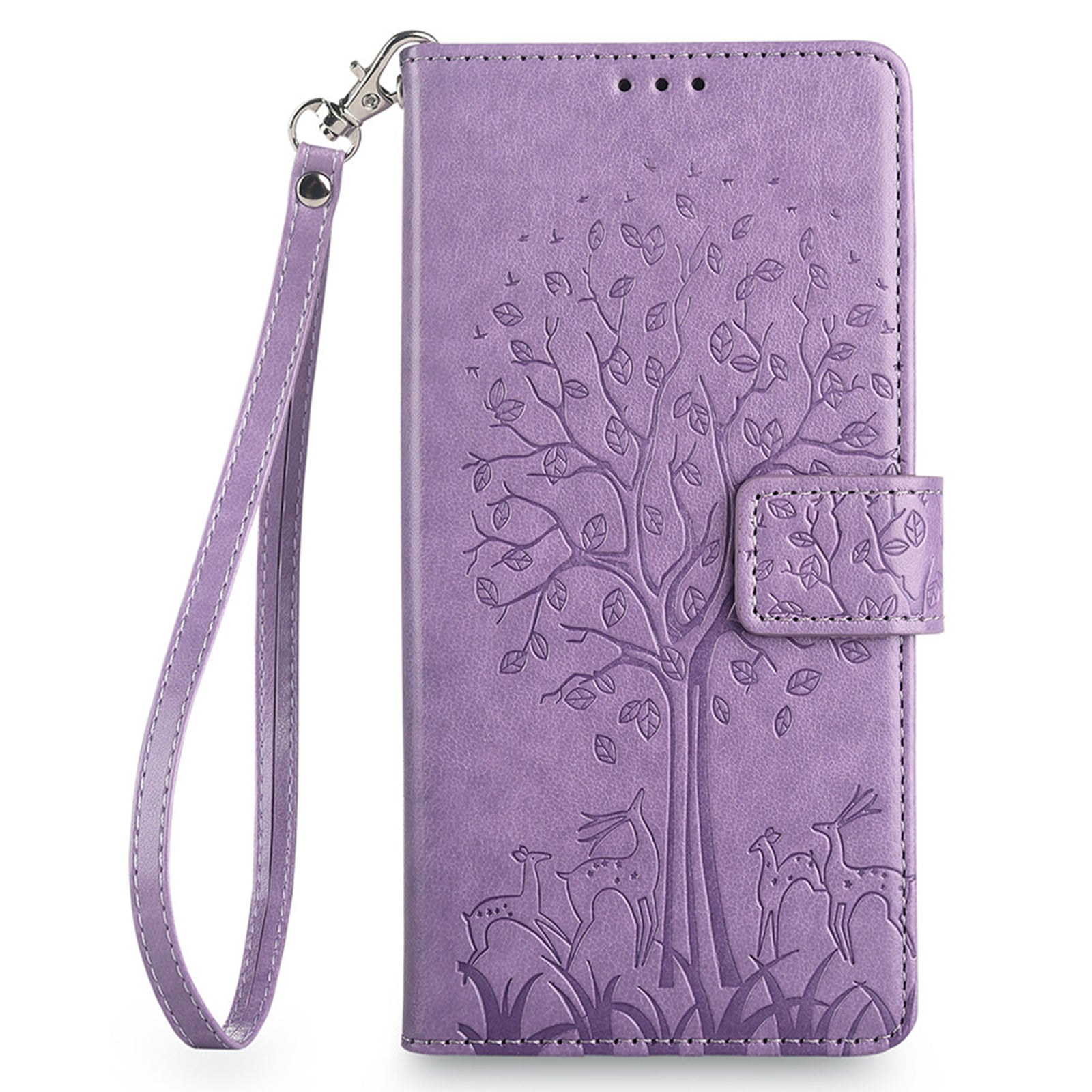 For Motorola Moto G Play (2024) 4G Wallet Phone Case Deer Tree Imprinted PU Leather Flip Cover