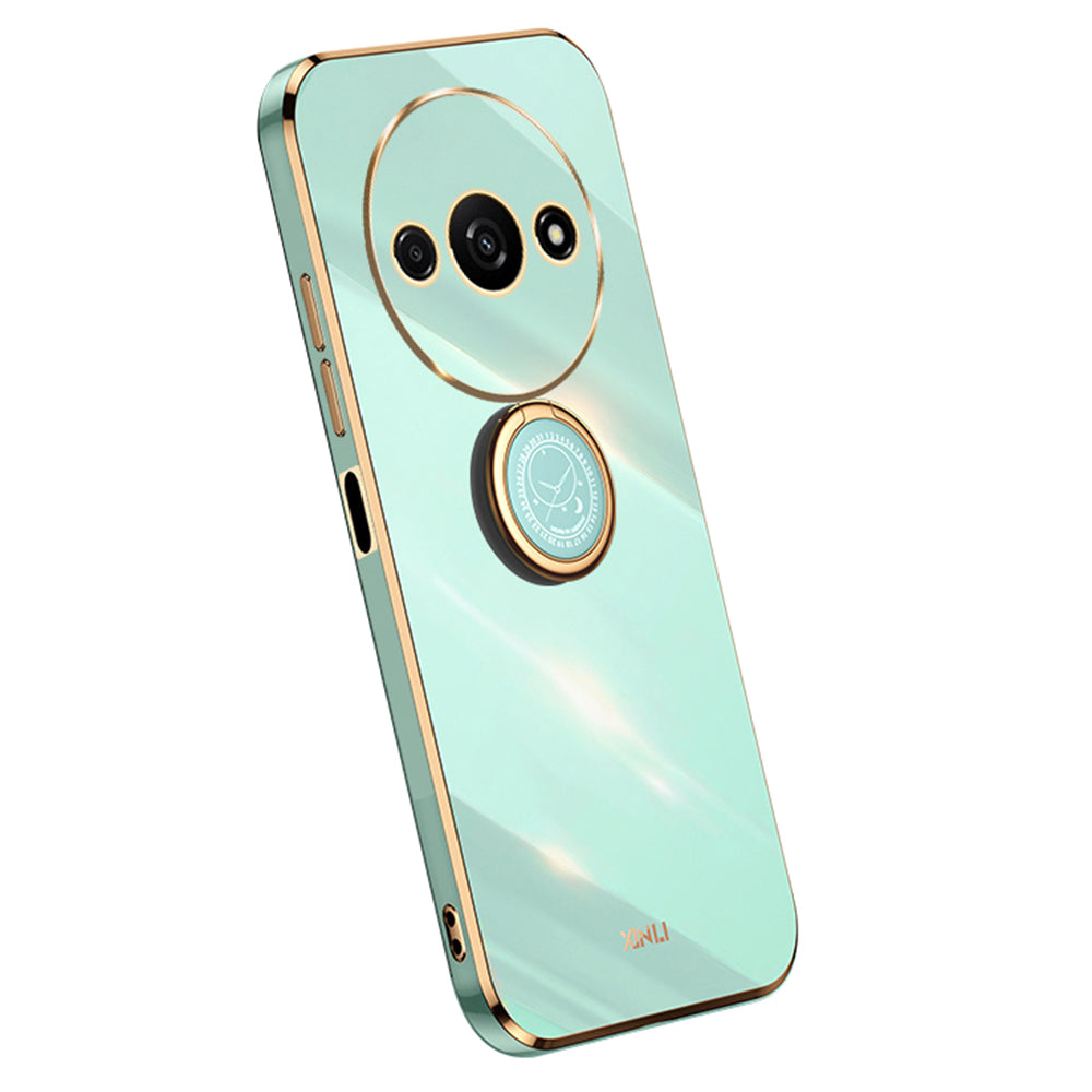 XINLI For Xiaomi Redmi A3 / Poco C61 4G Electroplating Case Ring Holder Kickstand Soft TPU Cover