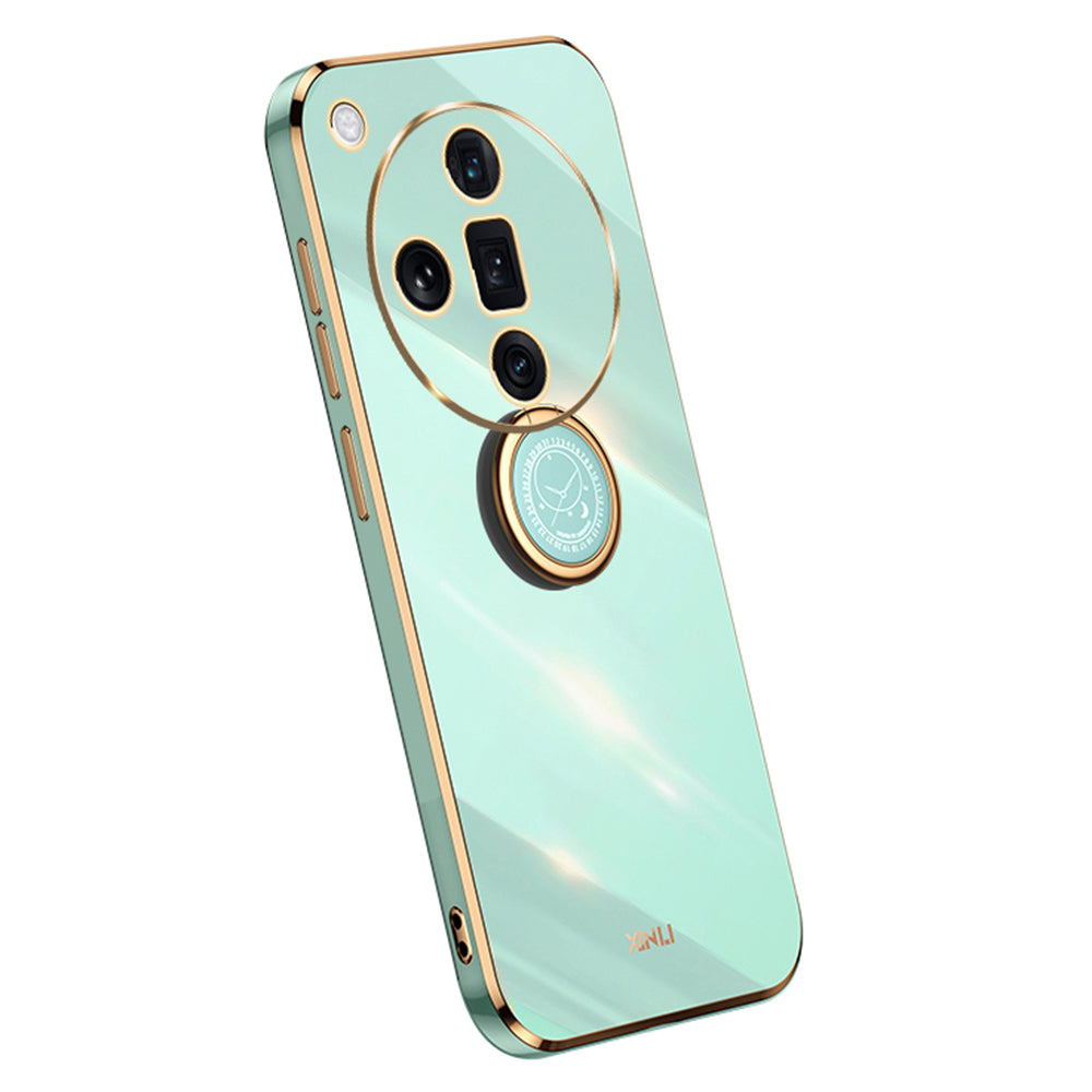 XINLI For Oppo Find X7 5G Phone Case Electroplating TPU Cover with Ring Kickstand