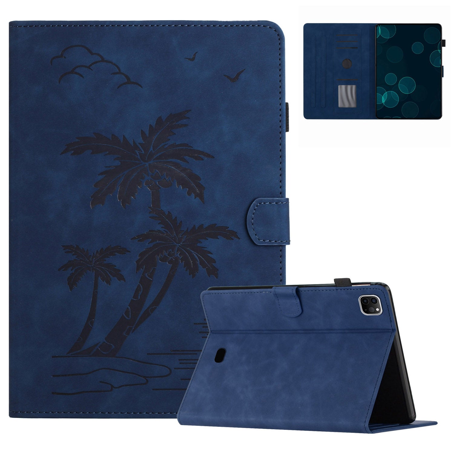 For iPad Pro 11-inch (2018) / (2020) / (2021) / (2022) / Air (2020) / Air (2022) Card Holder Coconut Tree Imprinted Leather Tablet Cover
