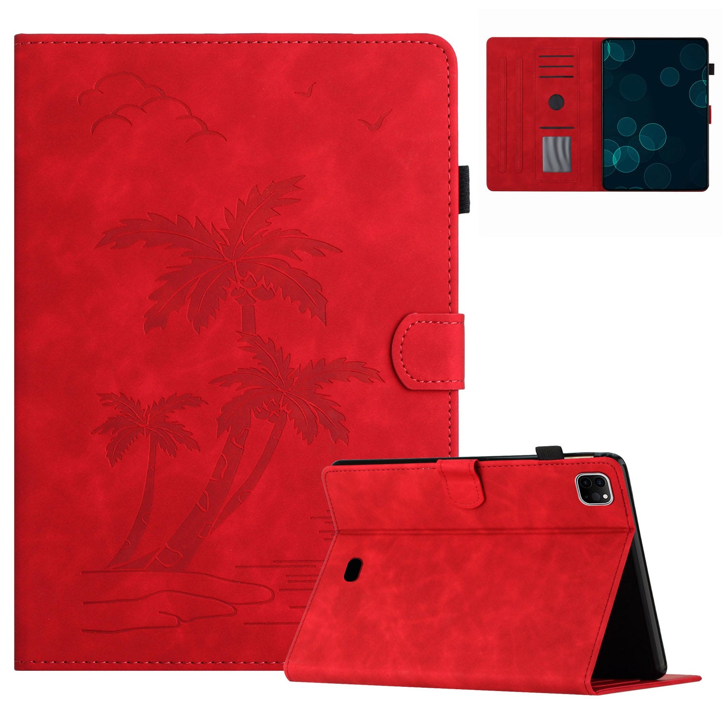 For iPad Pro 11-inch (2018) / (2020) / (2021) / (2022) / Air (2020) / Air (2022) Card Holder Coconut Tree Imprinted Leather Tablet Cover