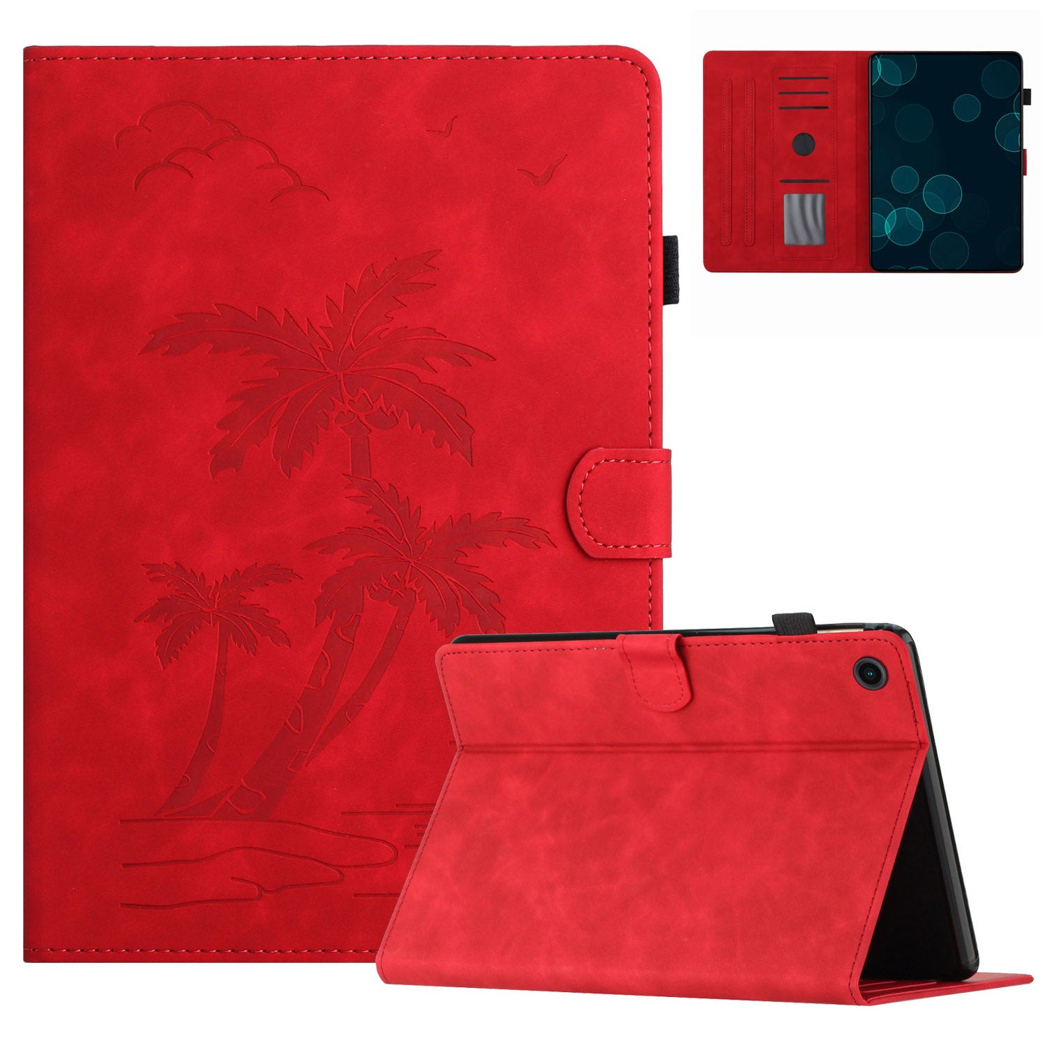 For Samsung Galaxy Tab A9 X110 X115 Case PU Leather Card Slots Cover Coconut Tree Pattern