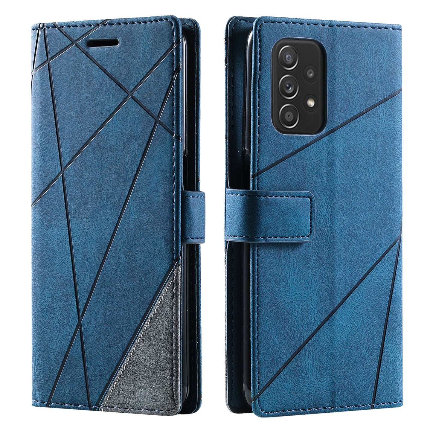For Samsung Galaxy A33 5G Wallet Case PU Leather Phone Back Cover Lines Imprinted