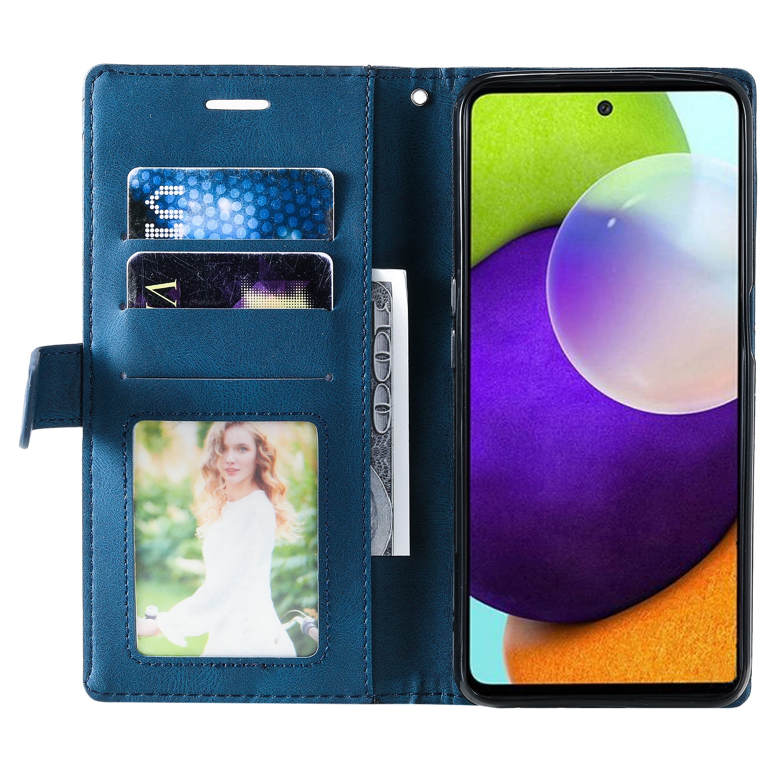 For Samsung Galaxy A33 5G Wallet Case PU Leather Phone Back Cover Lines Imprinted