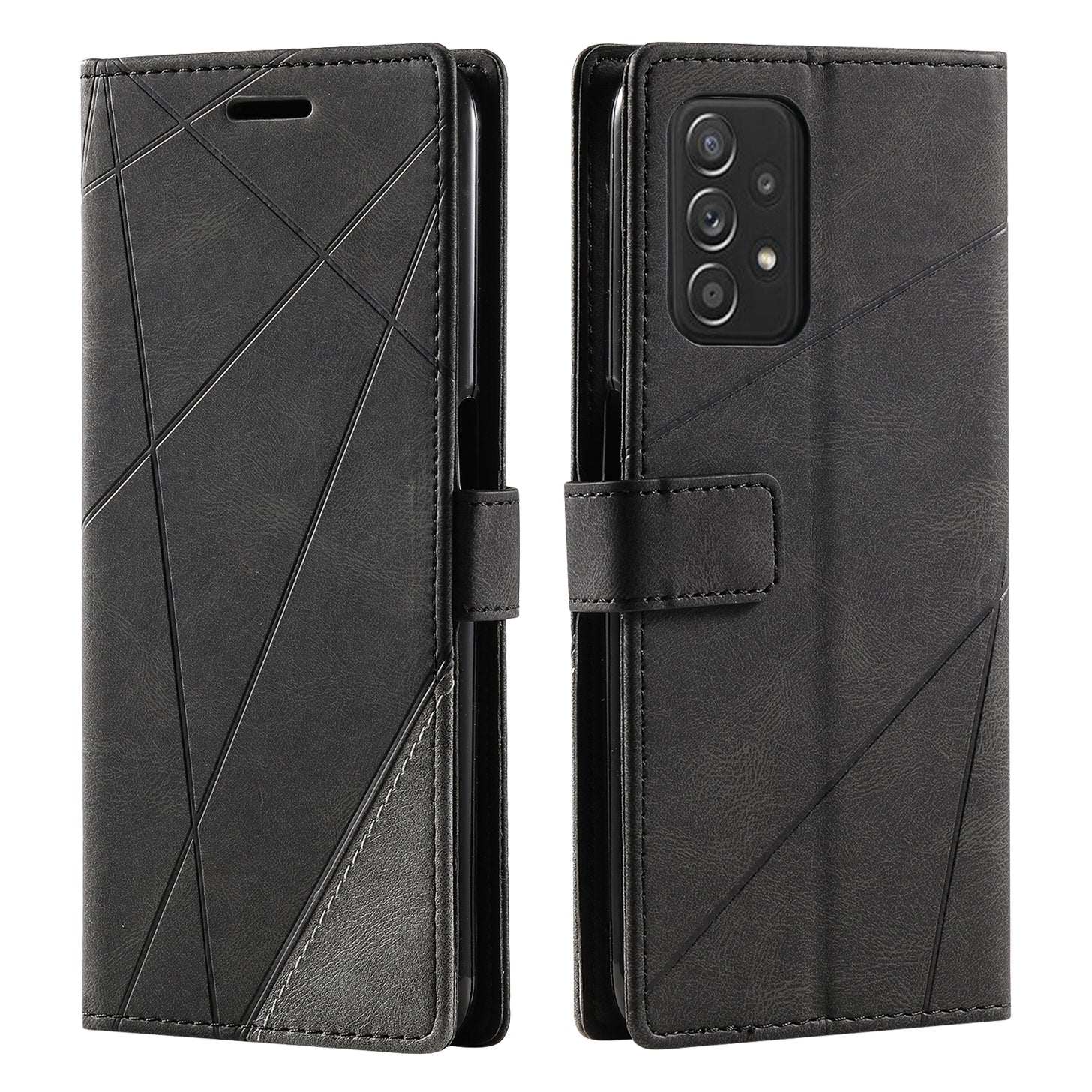 For Samsung Galaxy A33 5G Wallet Case PU Leather Phone Back Cover Lines Imprinted