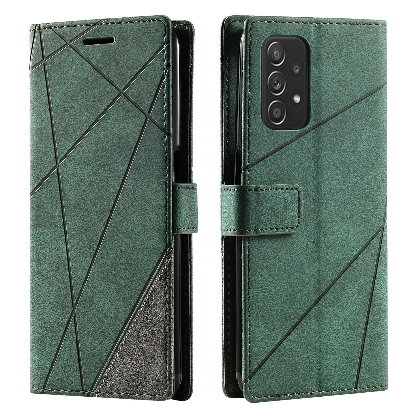For Samsung Galaxy A33 5G Wallet Case PU Leather Phone Back Cover Lines Imprinted