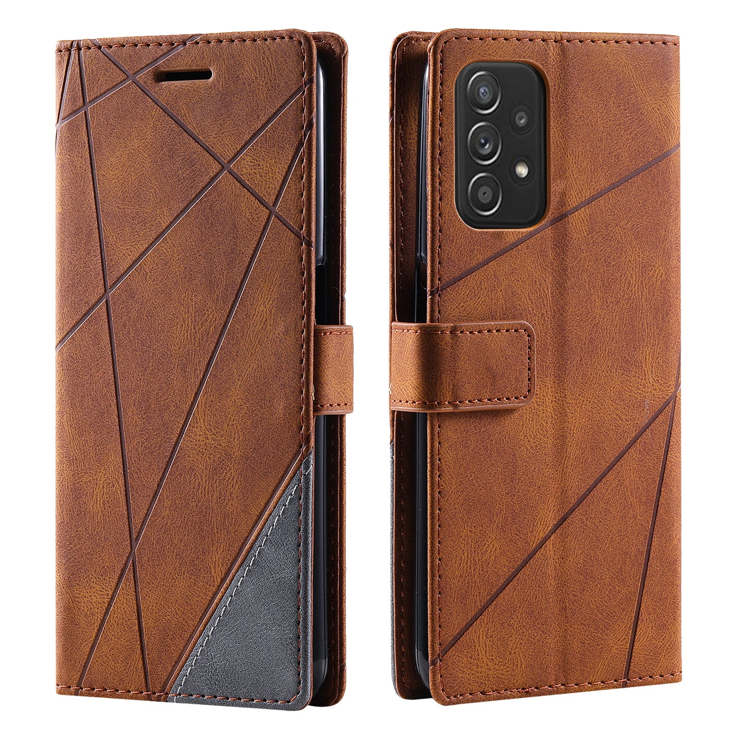 For Samsung Galaxy A33 5G Wallet Case PU Leather Phone Back Cover Lines Imprinted