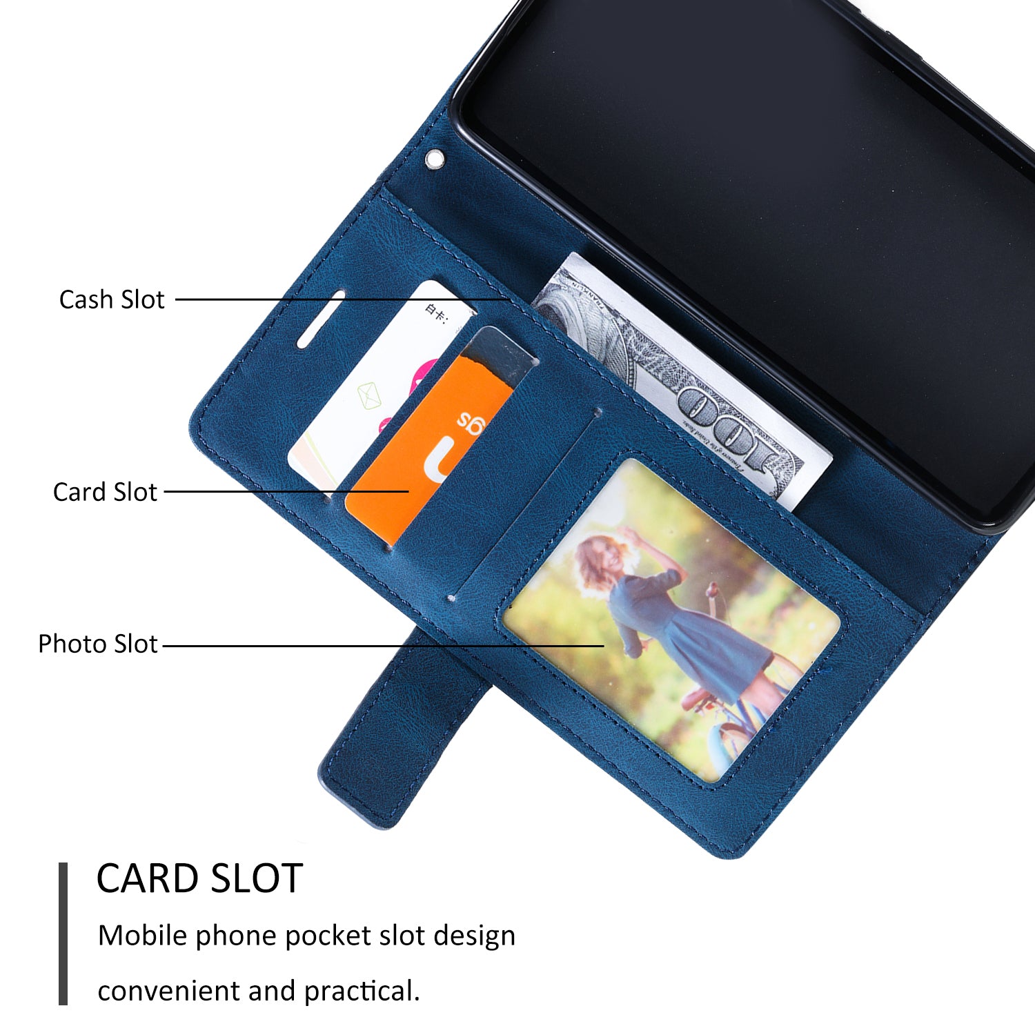 For Samsung Galaxy Xcover 5 Wallet Case Lines Imprinted PU Leather Phone Back Cover