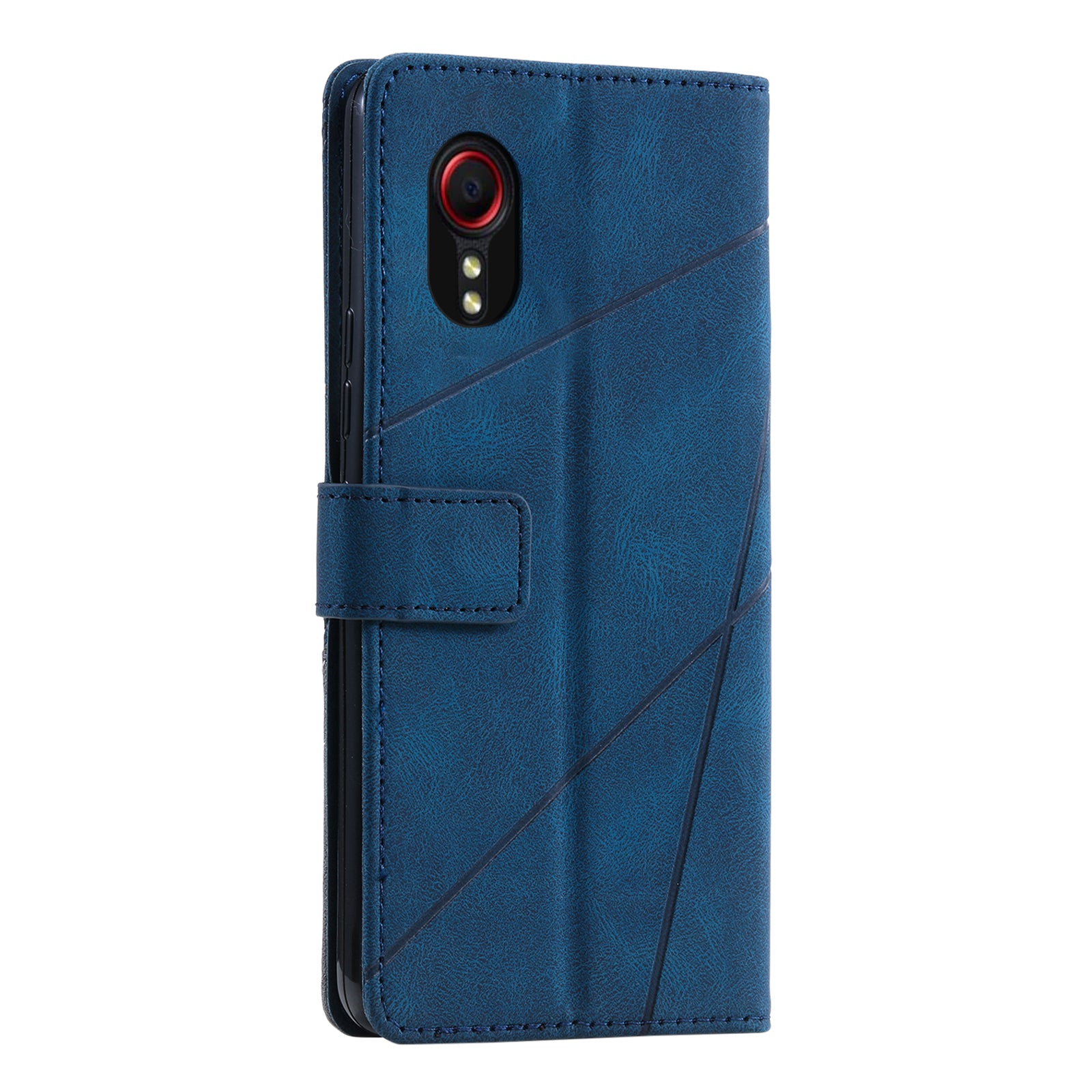 For Samsung Galaxy Xcover 5 Wallet Case Lines Imprinted PU Leather Phone Back Cover