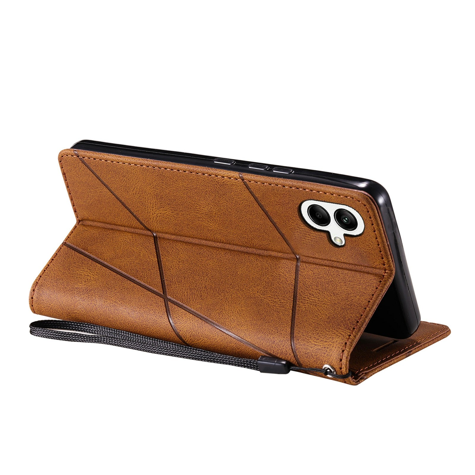 For Samsung Galaxy A04e 4G / F04 4G / M04 4G Case Leather Splicing Design Stand Phone Cover