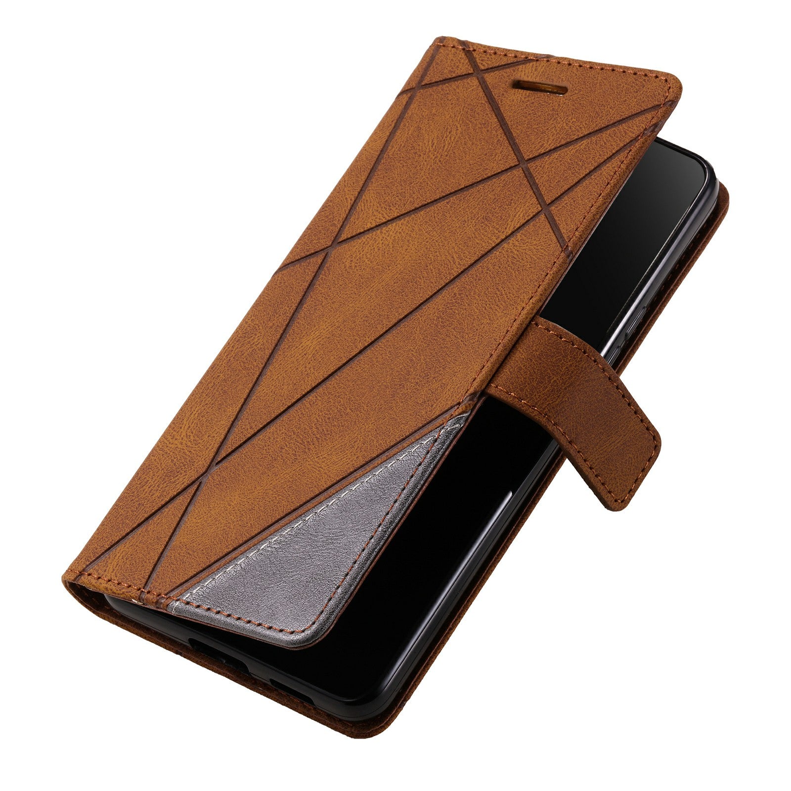 For Samsung Galaxy A04e 4G / F04 4G / M04 4G Case Leather Splicing Design Stand Phone Cover