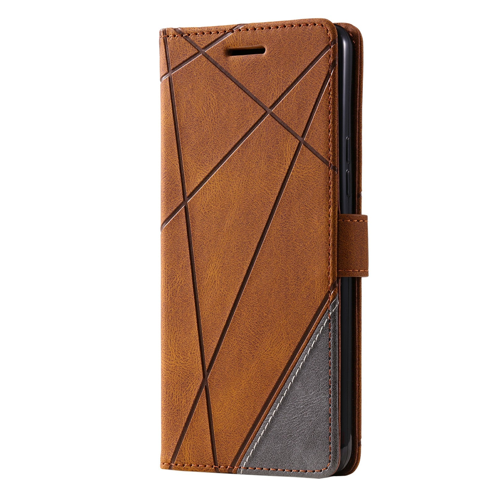 For Samsung Galaxy A04e 4G / F04 4G / M04 4G Case Leather Splicing Design Stand Phone Cover