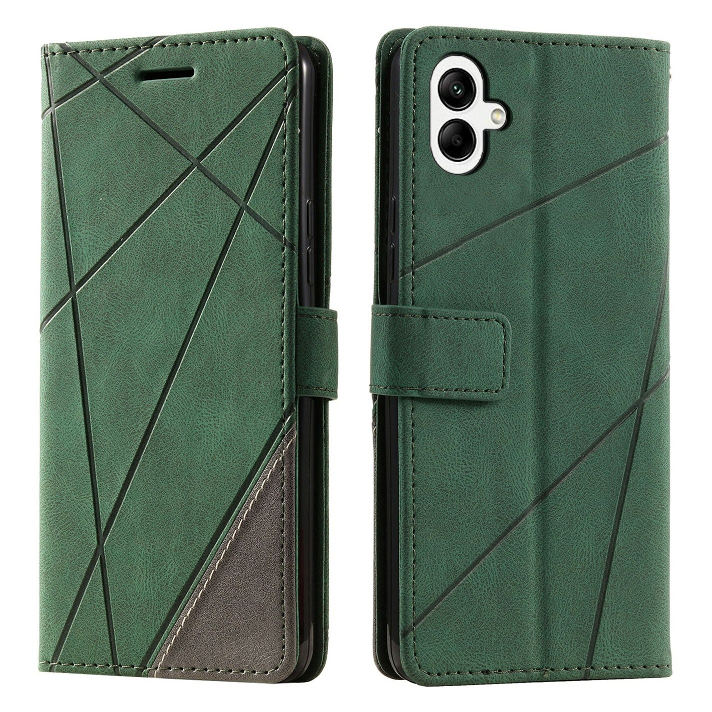 For Samsung Galaxy A04e 4G / F04 4G / M04 4G Case Leather Splicing Design Stand Phone Cover
