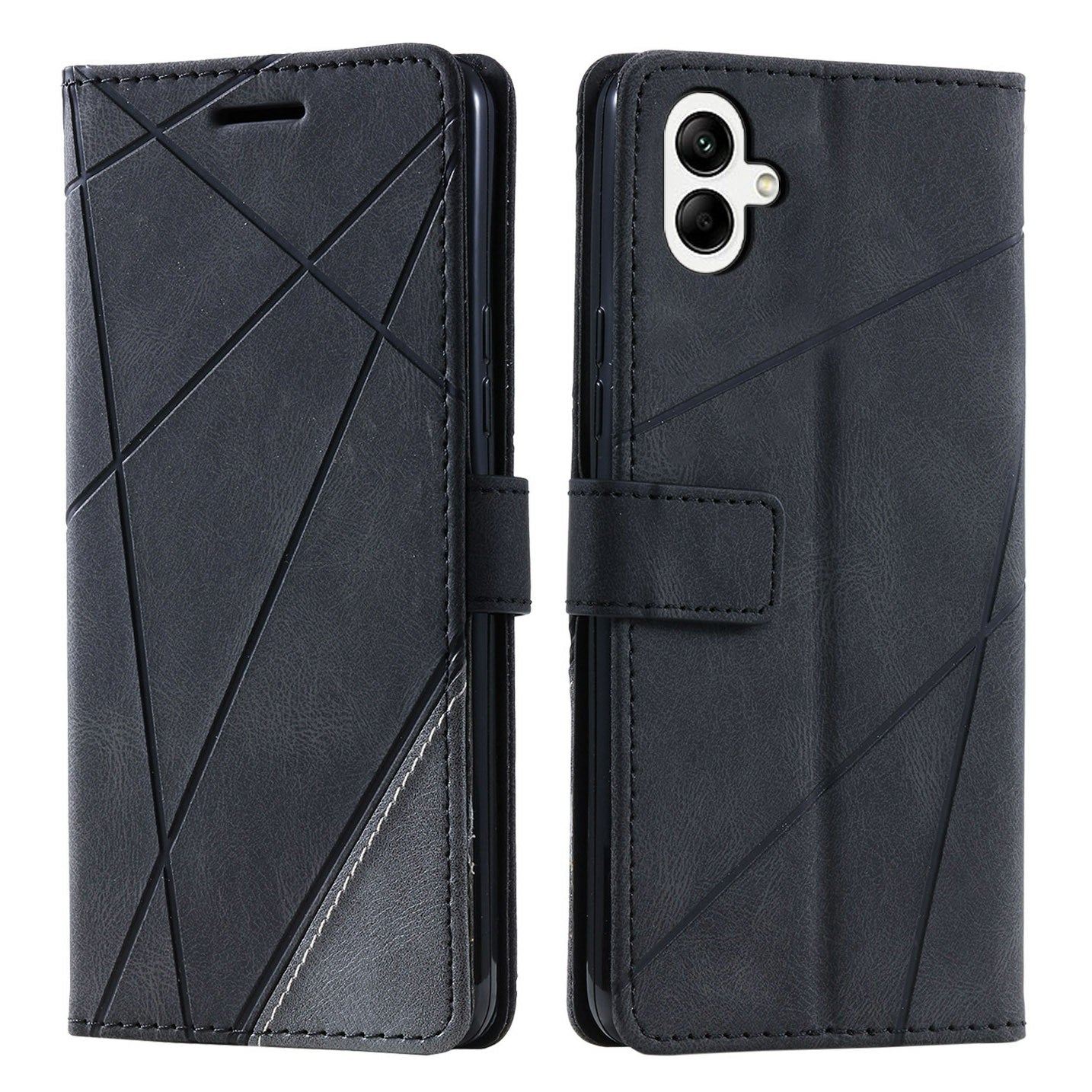 For Samsung Galaxy A04e 4G / F04 4G / M04 4G Case Leather Splicing Design Stand Phone Cover