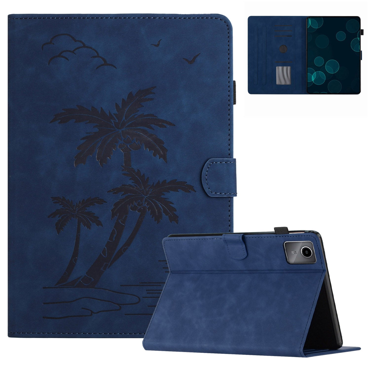 For Xiaomi Redmi Pad SE Tablet Case Card Slots Leather Cover Coconut Tree Pattern