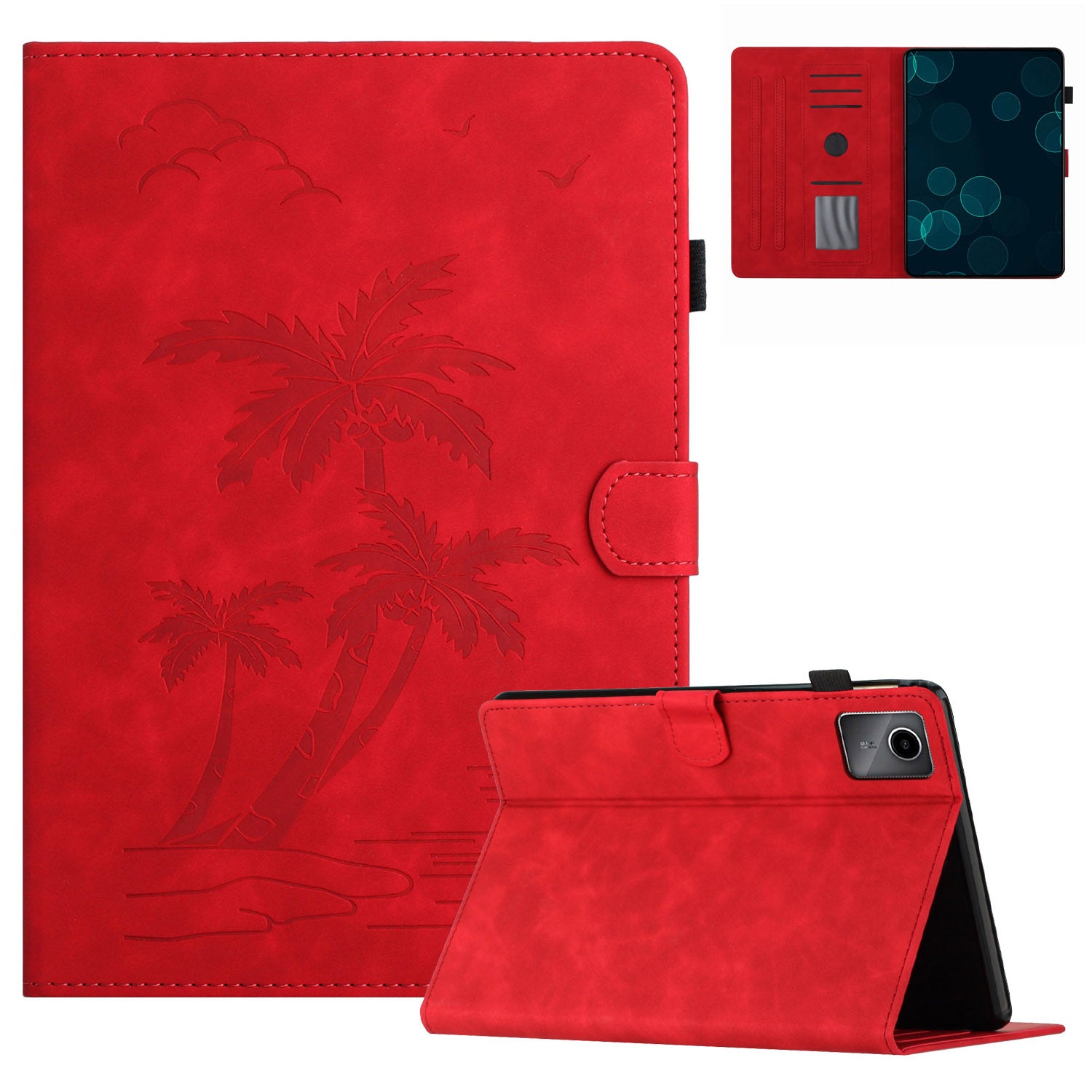 For Xiaomi Redmi Pad SE Tablet Case Card Slots Leather Cover Coconut Tree Pattern
