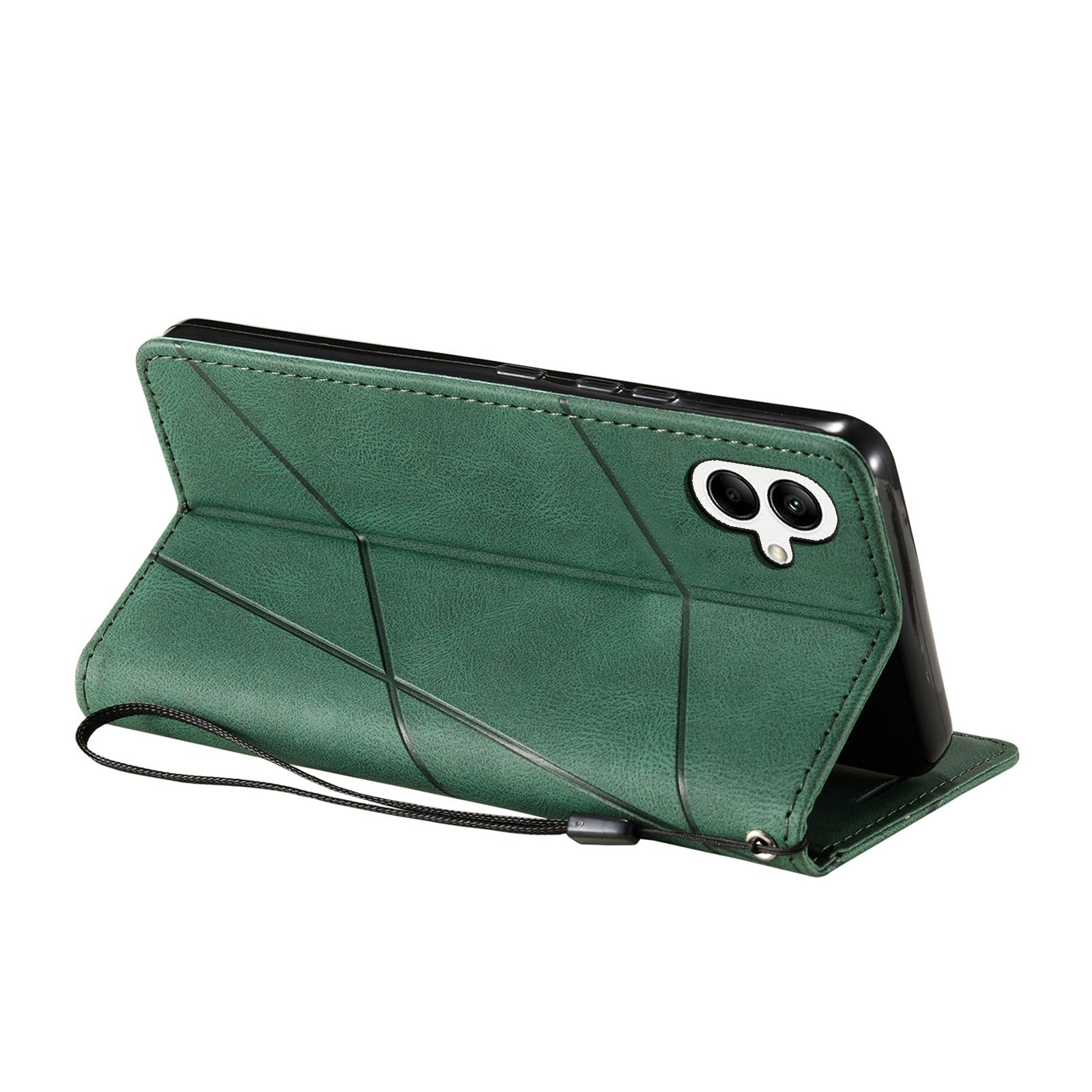 For Samsung Galaxy A05 4G Leather Case Lines Imprinted Skin-touch Wallet Phone Cover
