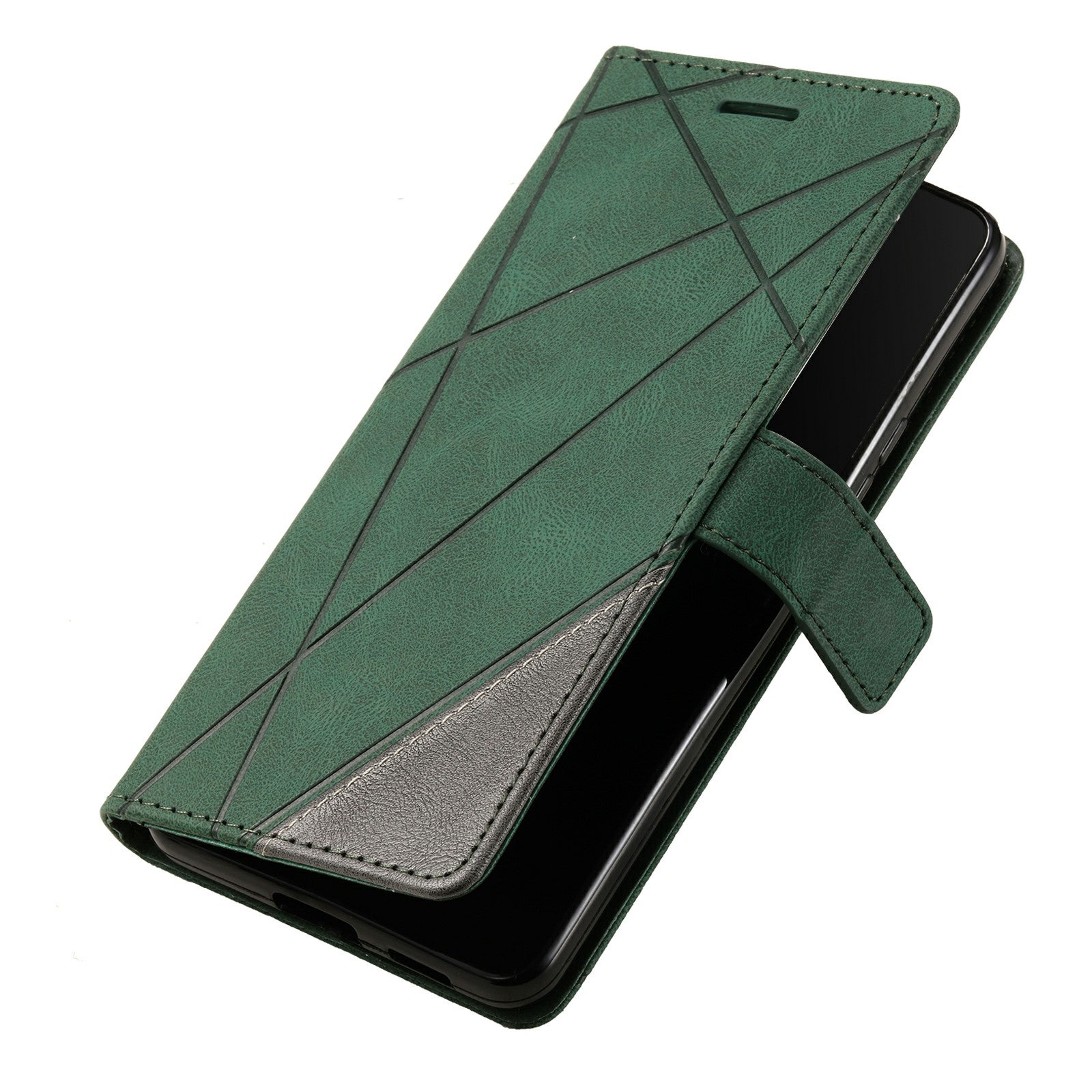 For Samsung Galaxy A05 4G Leather Case Lines Imprinted Skin-touch Wallet Phone Cover