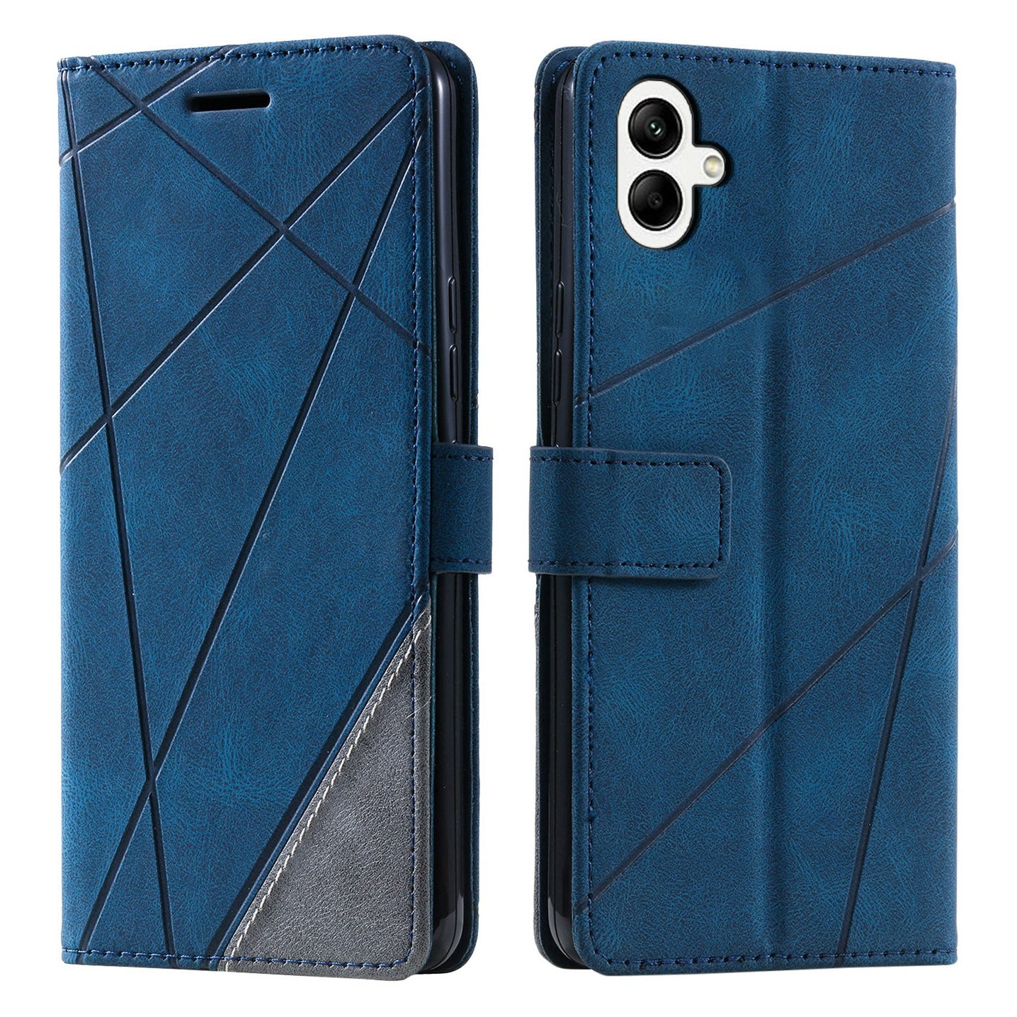 For Samsung Galaxy A05 4G Leather Case Lines Imprinted Skin-touch Wallet Phone Cover