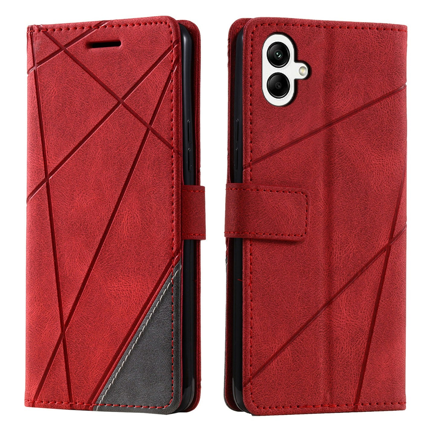 For Samsung Galaxy A05 4G Leather Case Lines Imprinted Skin-touch Wallet Phone Cover
