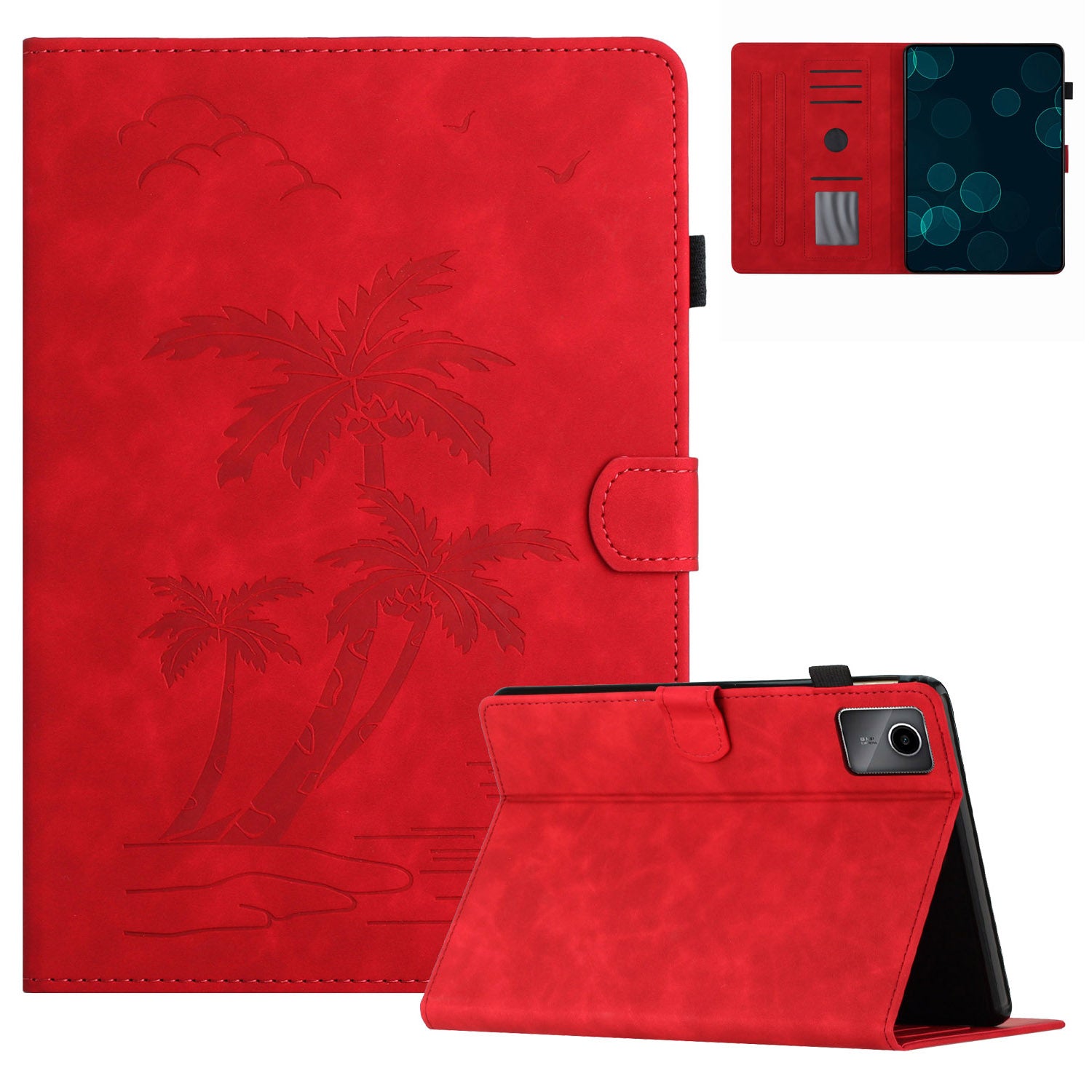 For Lenovo Tab M11 / Xiaoxin Pad 11 2024 TB-331FC Tablet Case Coconut Tree Imprinted Card Holder Leather Cover