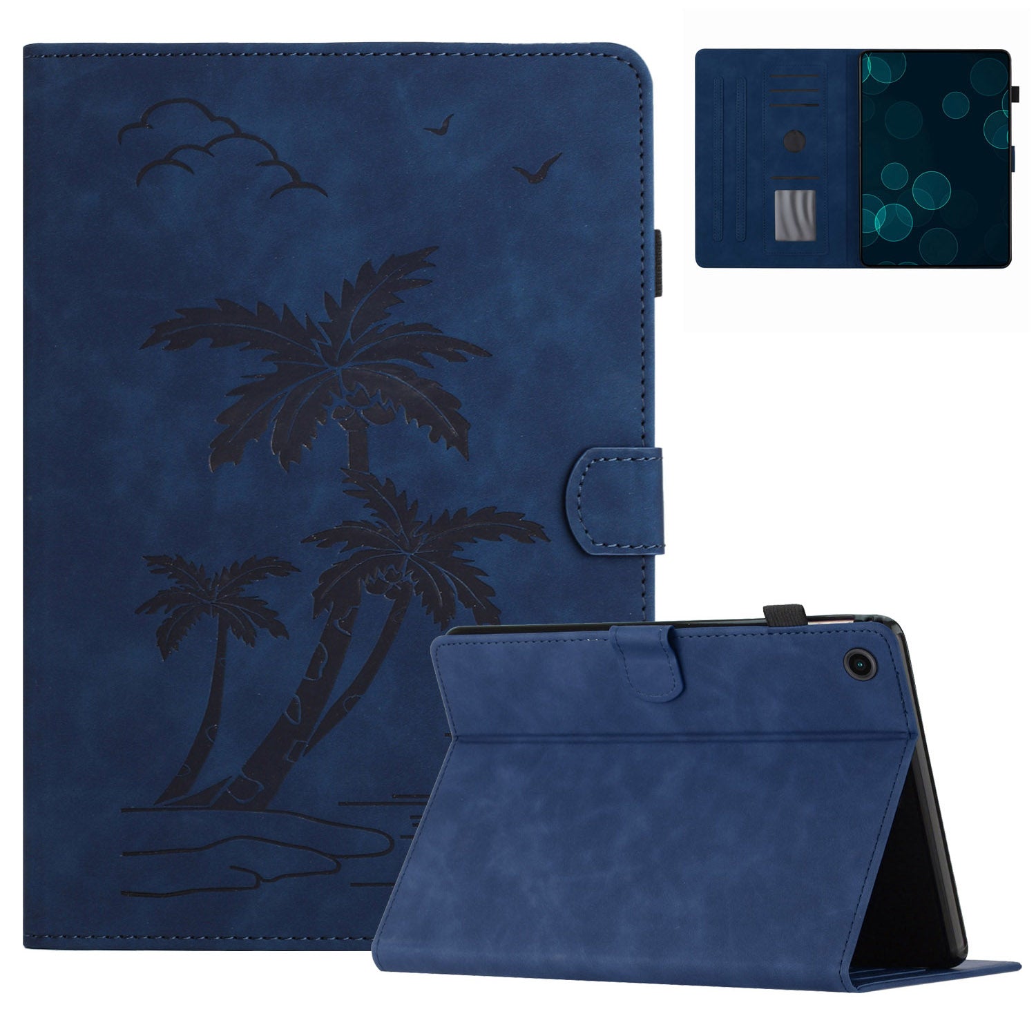 For Lenovo Tab M10 Plus (3rd Gen) Case Coconut Tree Imprinted PU Leather Folio Stand Smart Tablet Cover