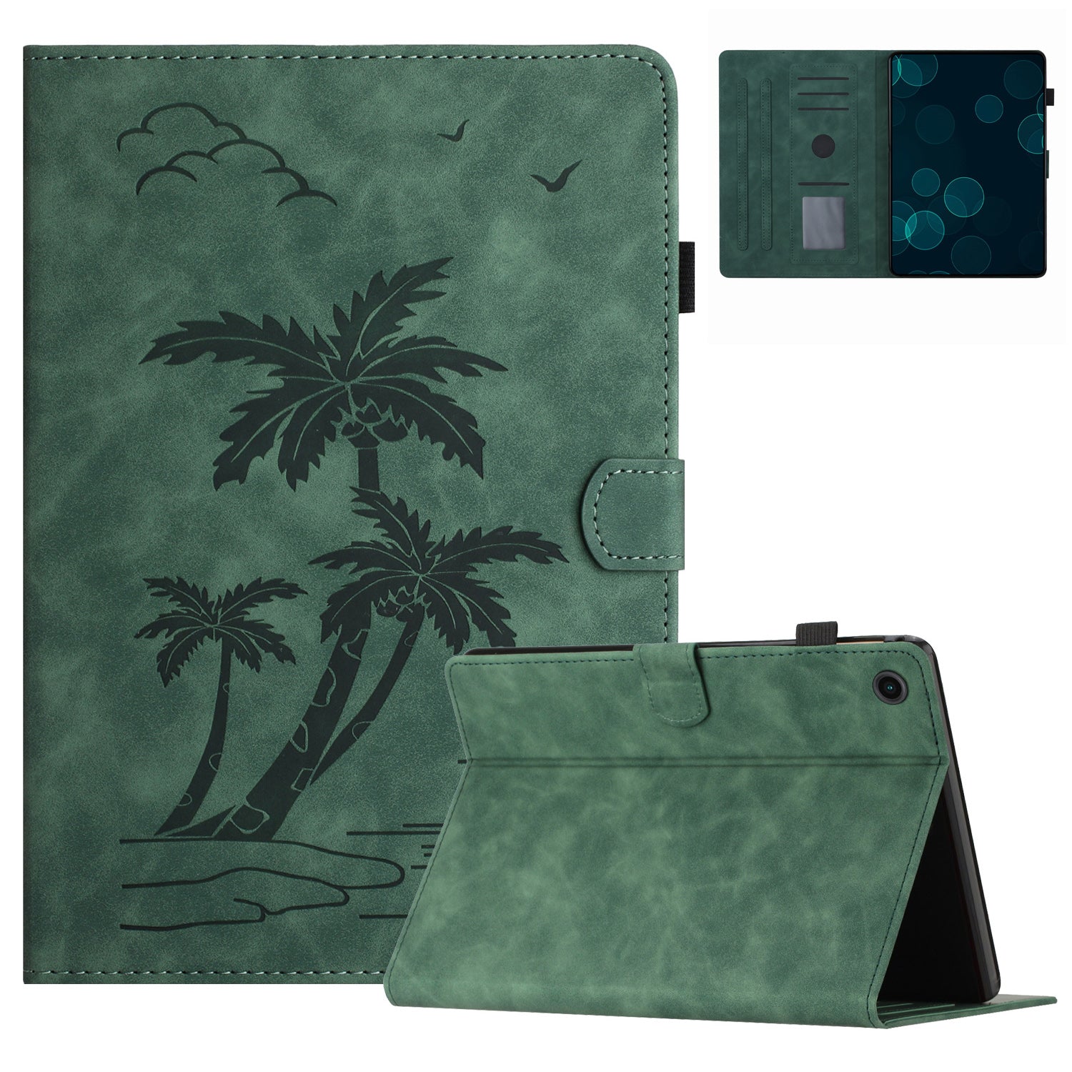 For Lenovo Tab M10 Plus (3rd Gen) Case Coconut Tree Imprinted PU Leather Folio Stand Smart Tablet Cover