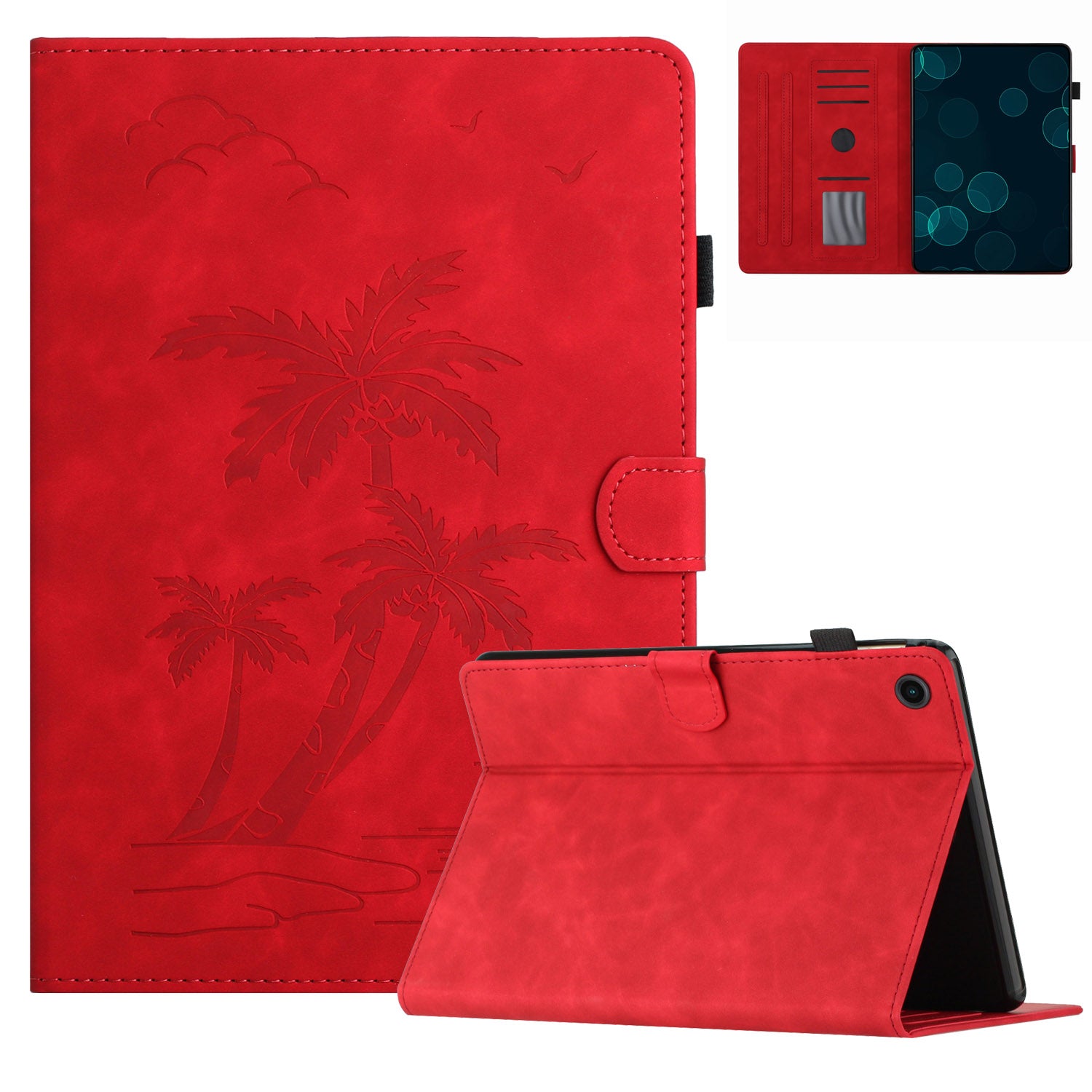 For Samsung Galaxy Tab A9+ (X210 / X216) Case with Card Holder Coconut Tree Pattern PU Leather Tablet Cover