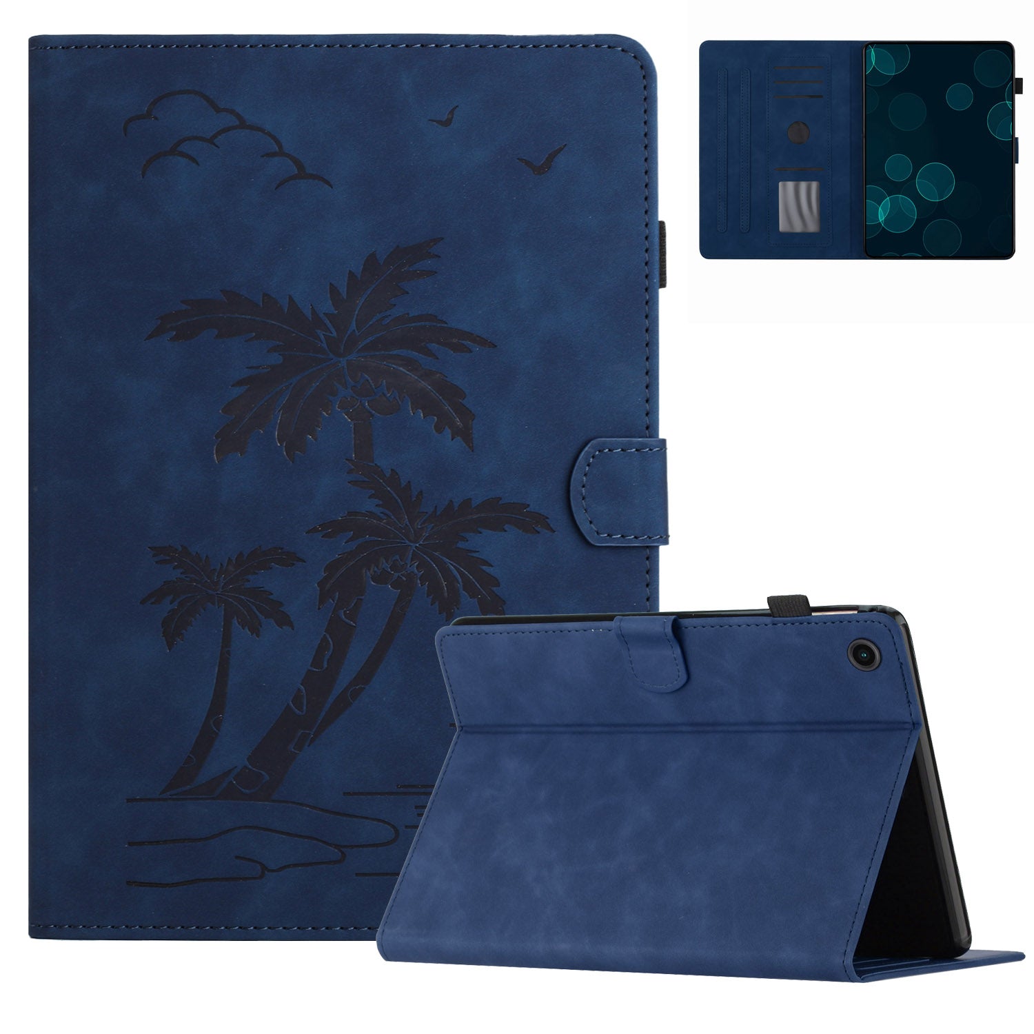 For Samsung Galaxy Tab A9+ (X210 / X216) Case with Card Holder Coconut Tree Pattern PU Leather Tablet Cover