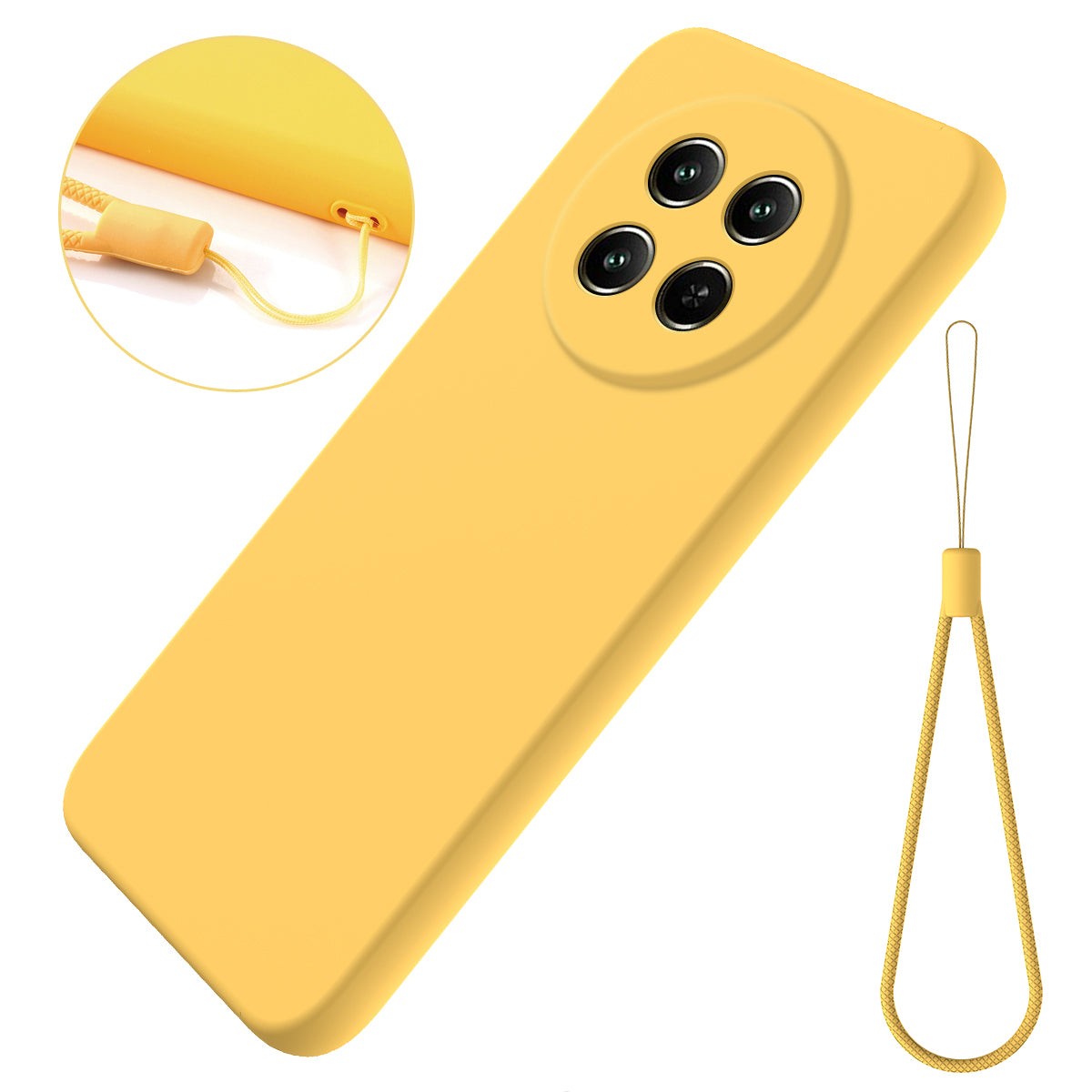 For Realme 12 / 12x 5G Case Liquid Silicone Drop-proof Phone Cover with Wrist Strap