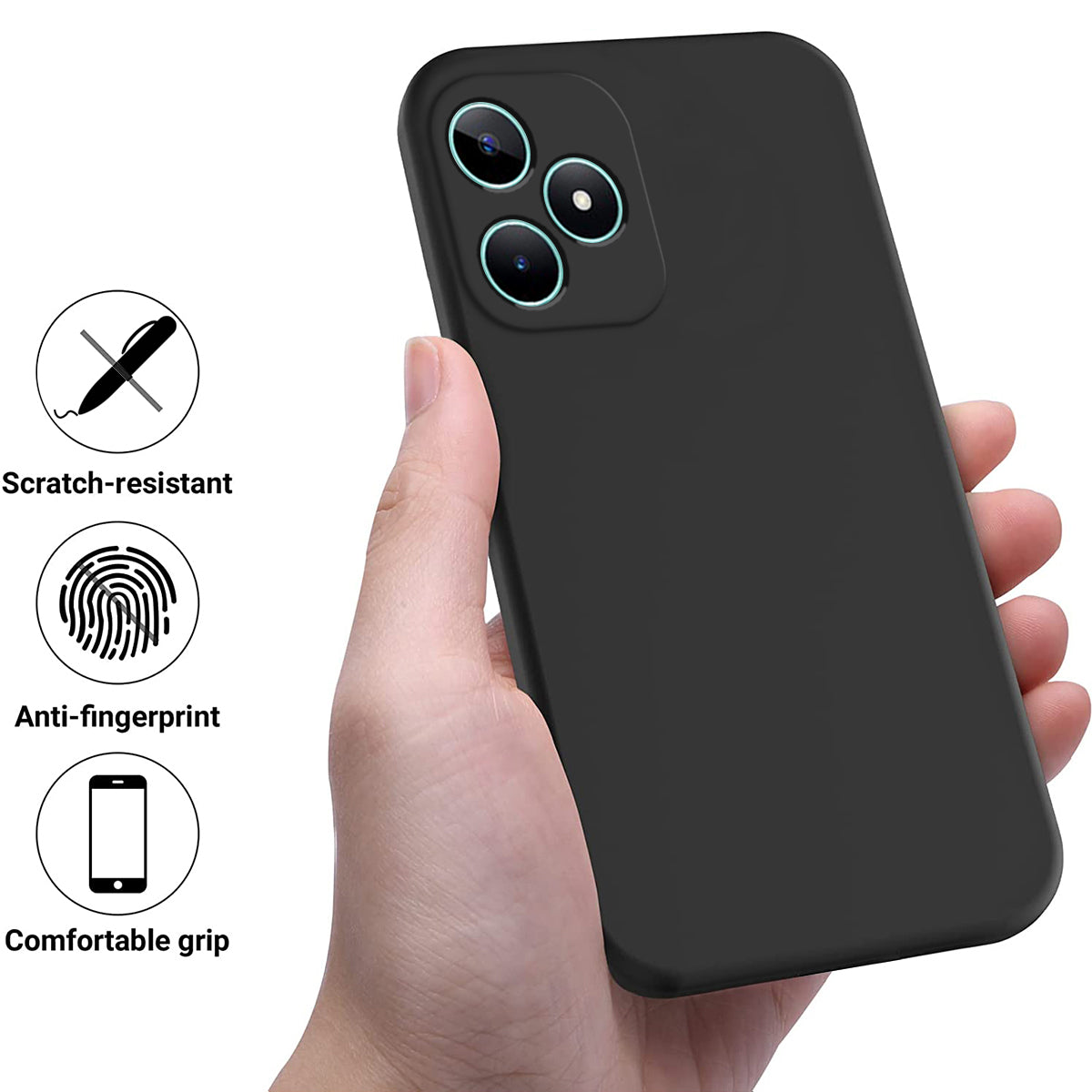 For Realme Note 50 4G Case with Wrist Strap Liquid Silicone Phone Cover