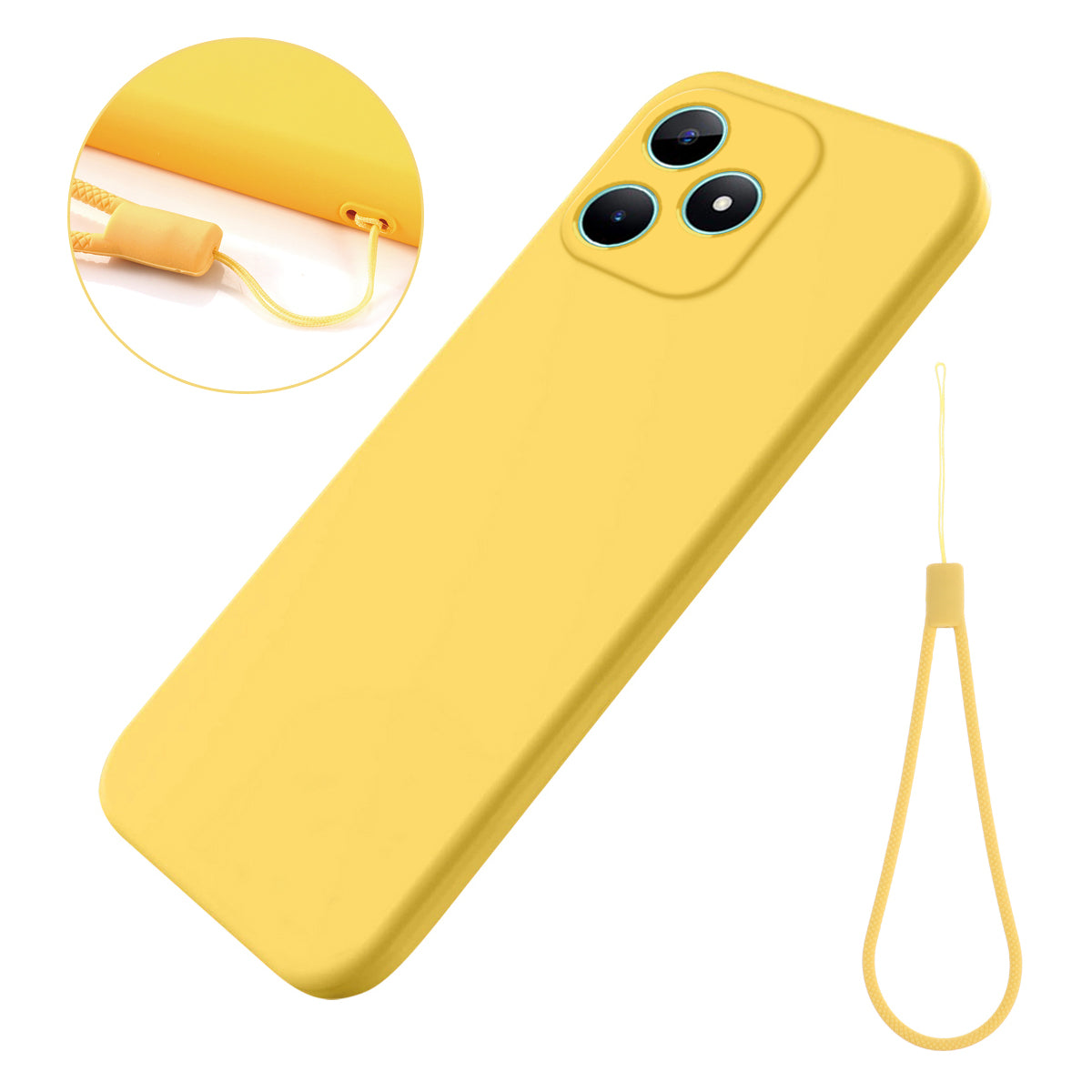 For Realme Note 50 4G Case with Wrist Strap Liquid Silicone Phone Cover