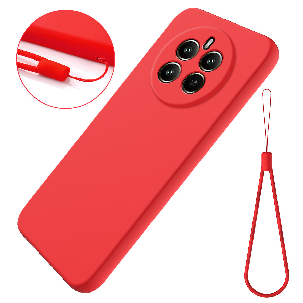 For Realme Narzo 70 Pro 5G Liquid Silicone Case Protective Phone Cover with Hand Strap