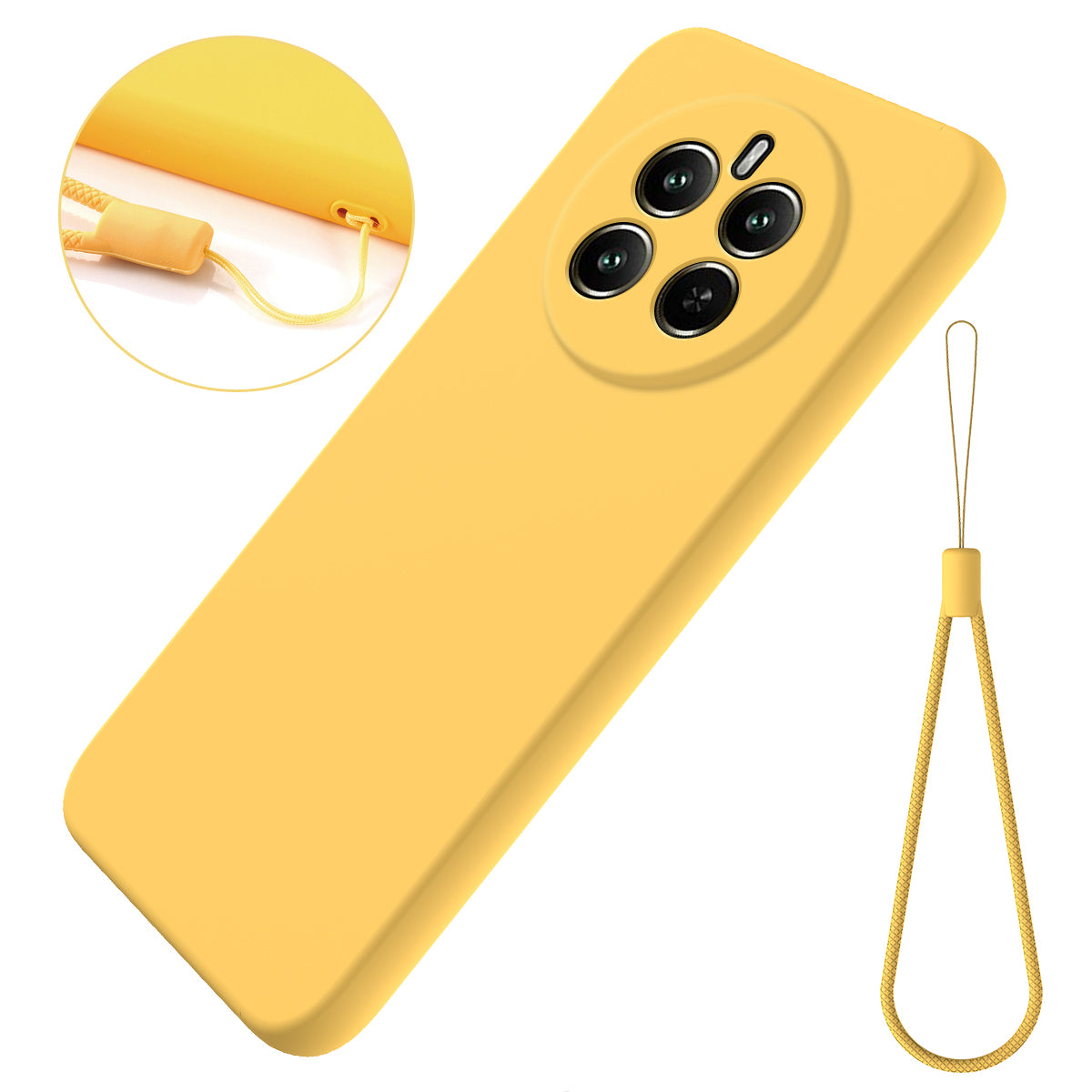 For Realme Narzo 70 Pro 5G Liquid Silicone Case Protective Phone Cover with Hand Strap