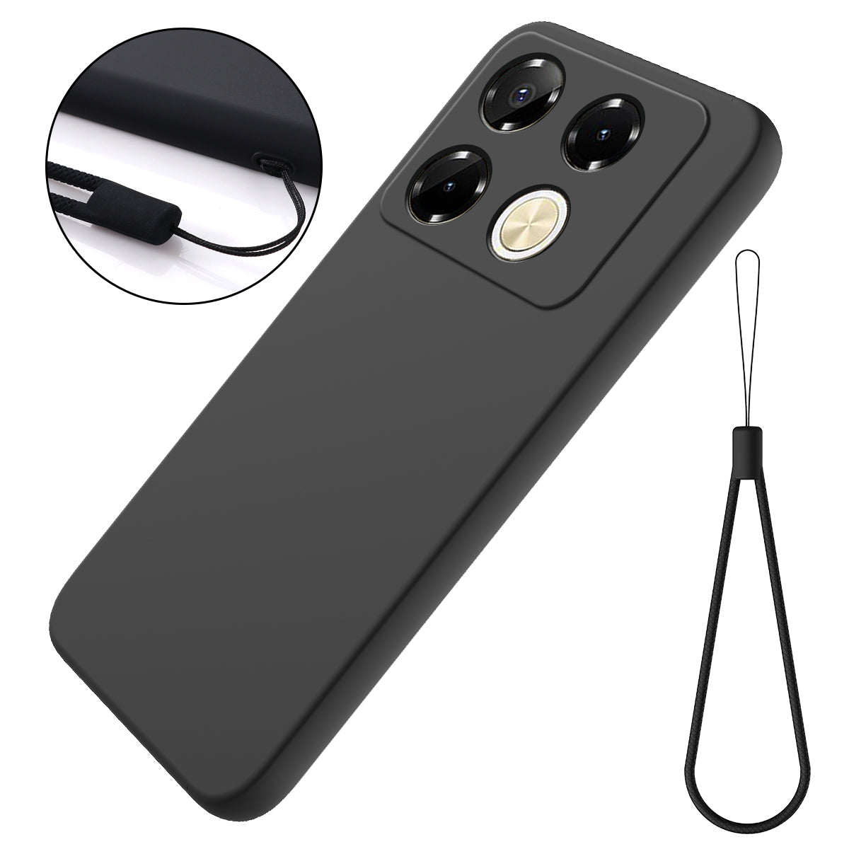 For Transsion Infinix Note 40 Pro 4G Case Liquid Silicone Scratch-proof Protective Shell with Hand Strap