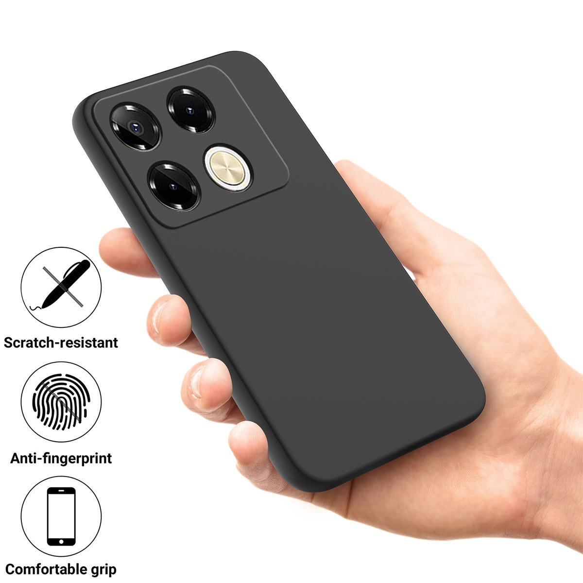 For Transsion Infinix Note 40 Pro 4G Case Liquid Silicone Scratch-proof Protective Shell with Hand Strap