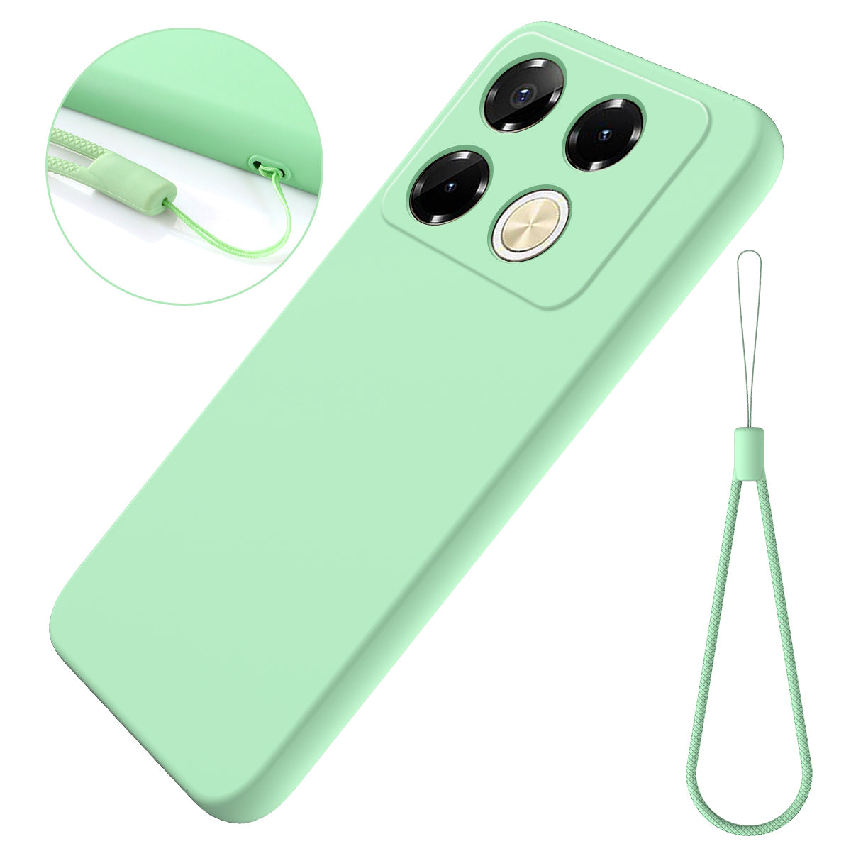 For Transsion Infinix Note 40 Pro 4G Case Liquid Silicone Scratch-proof Protective Shell with Hand Strap
