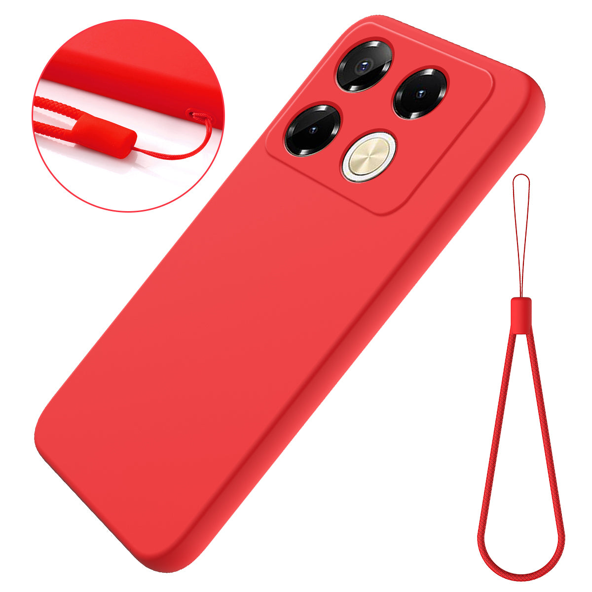 For Transsion Infinix Note 40 Pro 4G Case Liquid Silicone Scratch-proof Protective Shell with Hand Strap