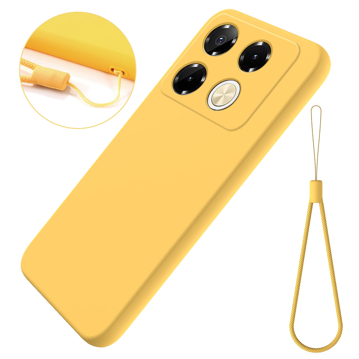 For Transsion Infinix Note 40 Pro 4G Case Liquid Silicone Scratch-proof Protective Shell with Hand Strap