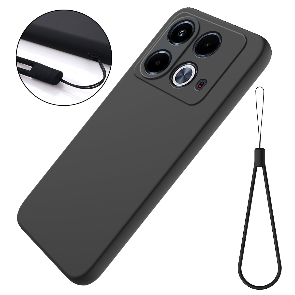 For Transsion Infinix Note 40 Case Anti-scratch Liquid Silicone Phone Cover with Hand Strap